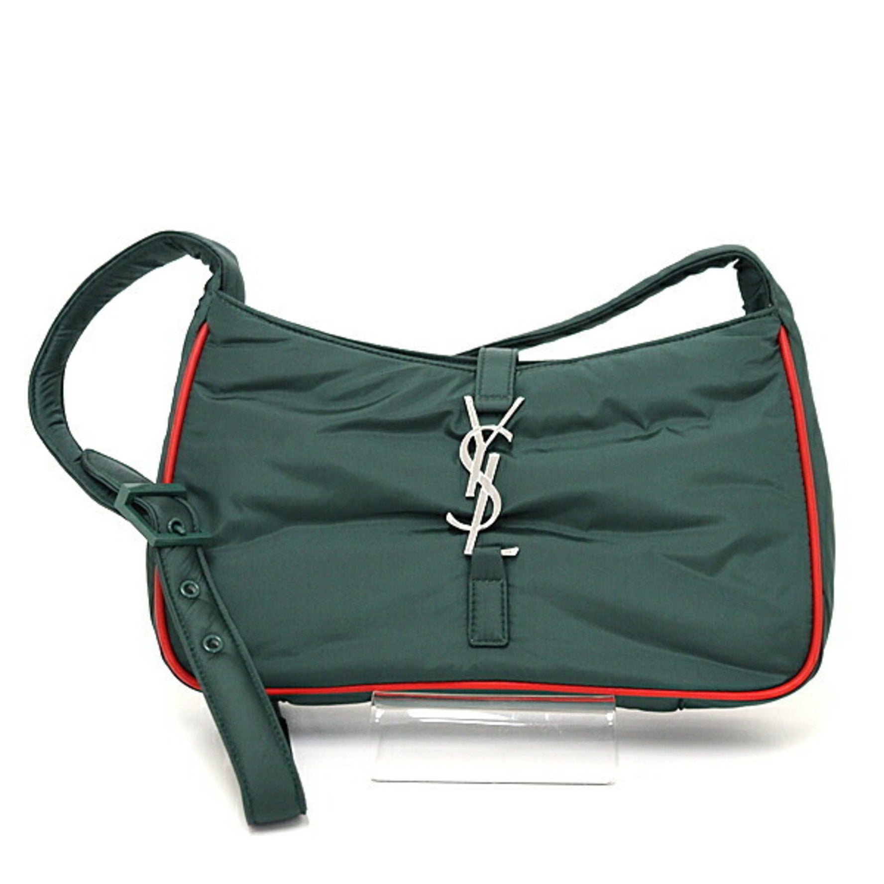 Saint Laurent YSL Le Cin Cassette Shoulder Bag Eco Nylon Khaki Green/Red