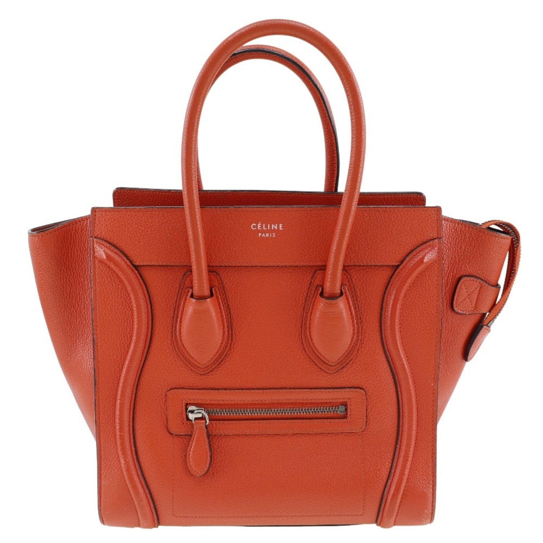 CELINE Luggage Micro Handbag Calf Red