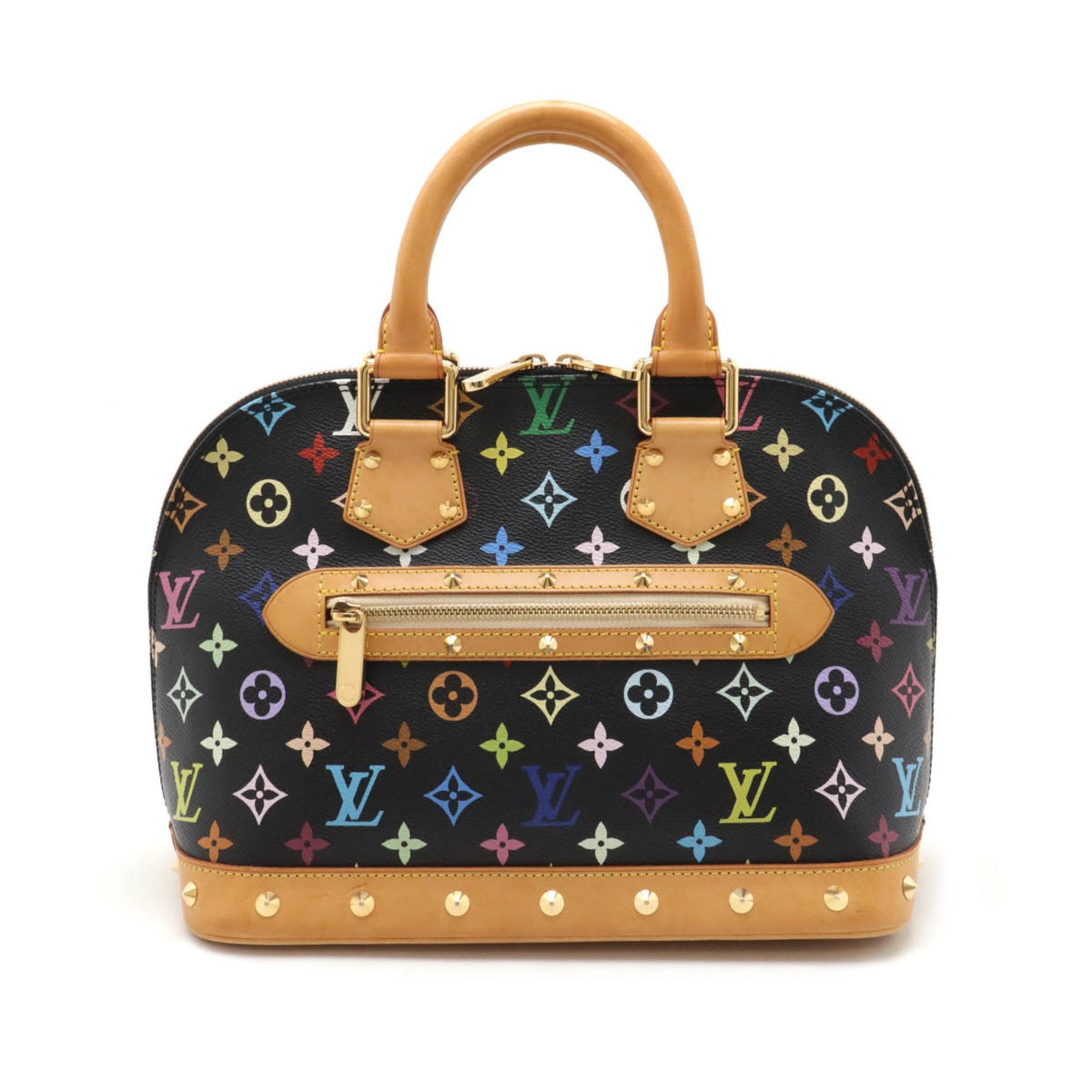 Louis Vuitton Monogram Multicolor Alma Handbag Studs Noir Black