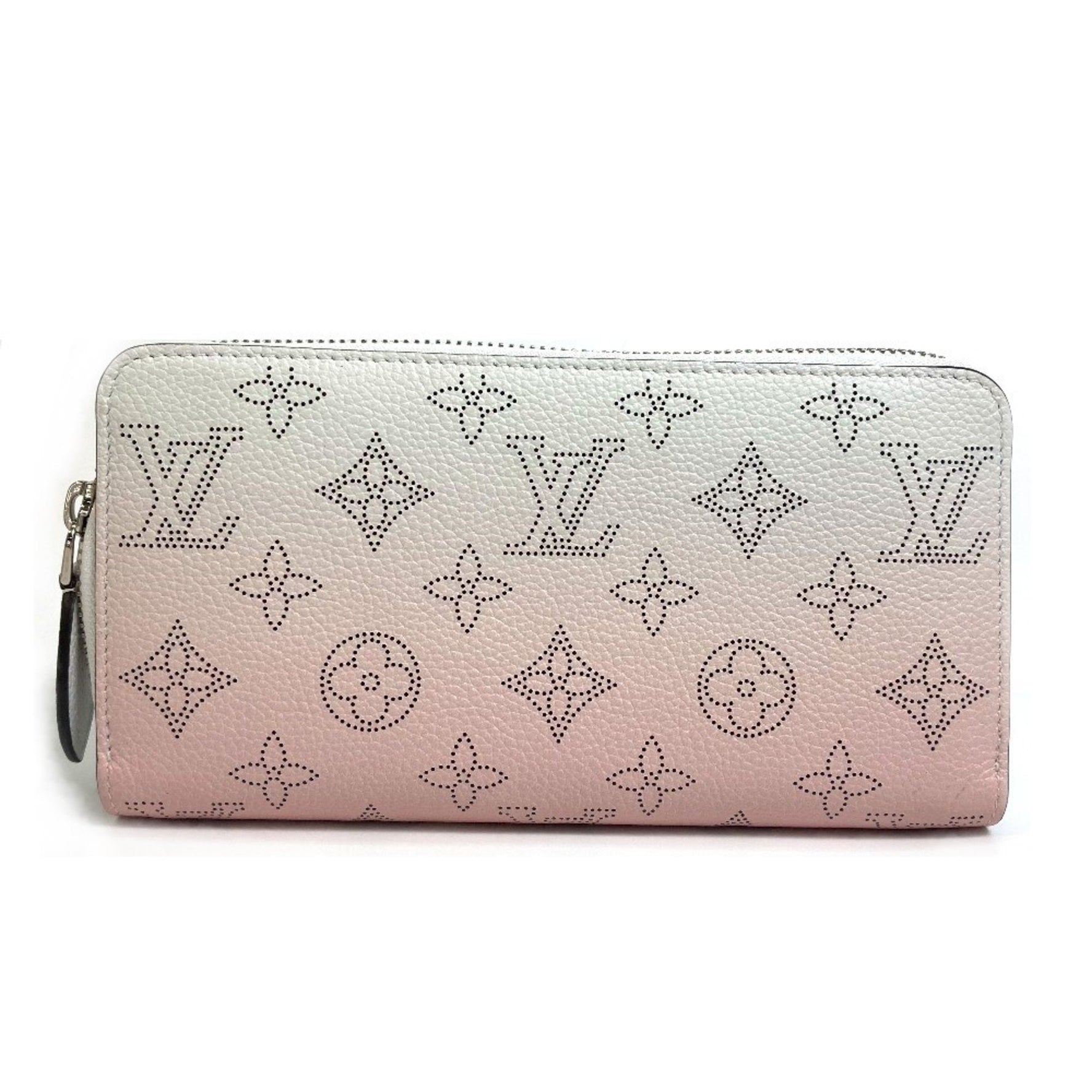 Louis Vuitton Monogram Mahina Gradient Zippy Wallet, Round Zipper Long Leather, Pink and White