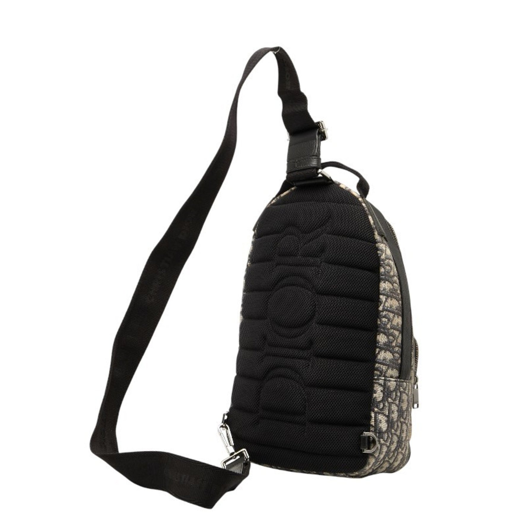 Christian Dior Dior Oblique Trotter Crossbody Shoulder Bag in Beige and Black Canvas Leather.