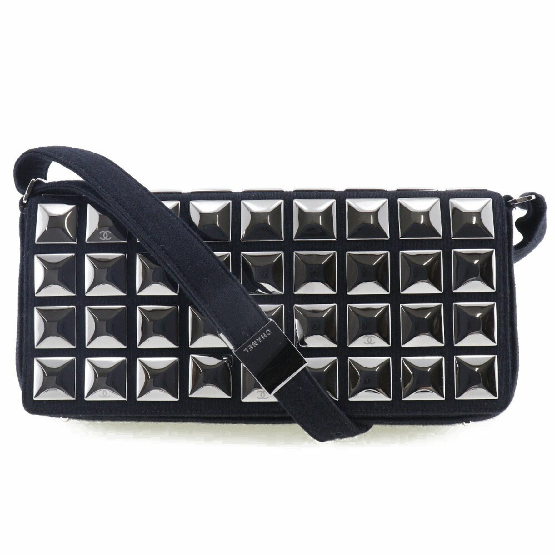 CHANEL ice cube shoulder bag chocolate bar cotton ladies