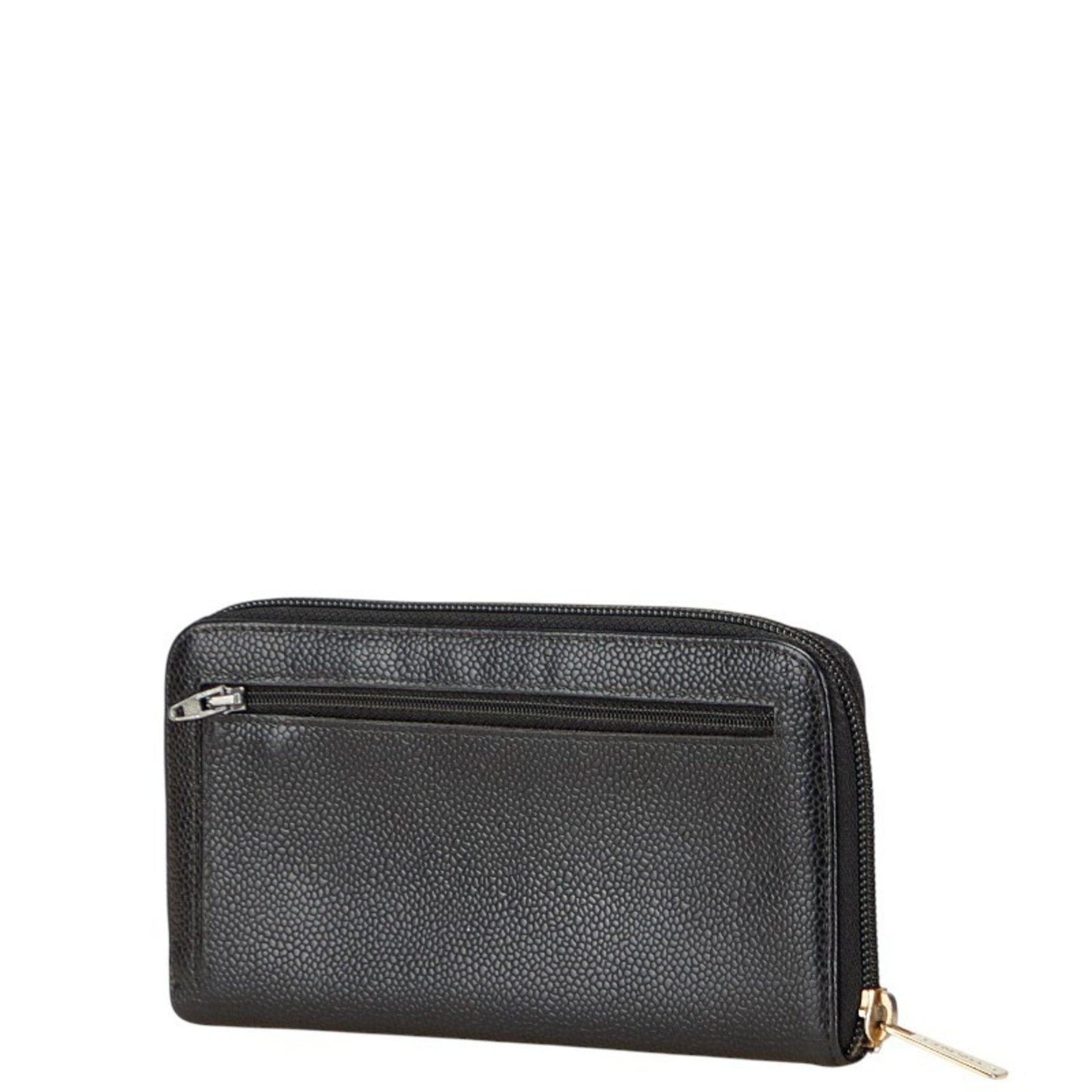 Chanel Coco Mark Round Zipper Long Wallet Caviar Leather
