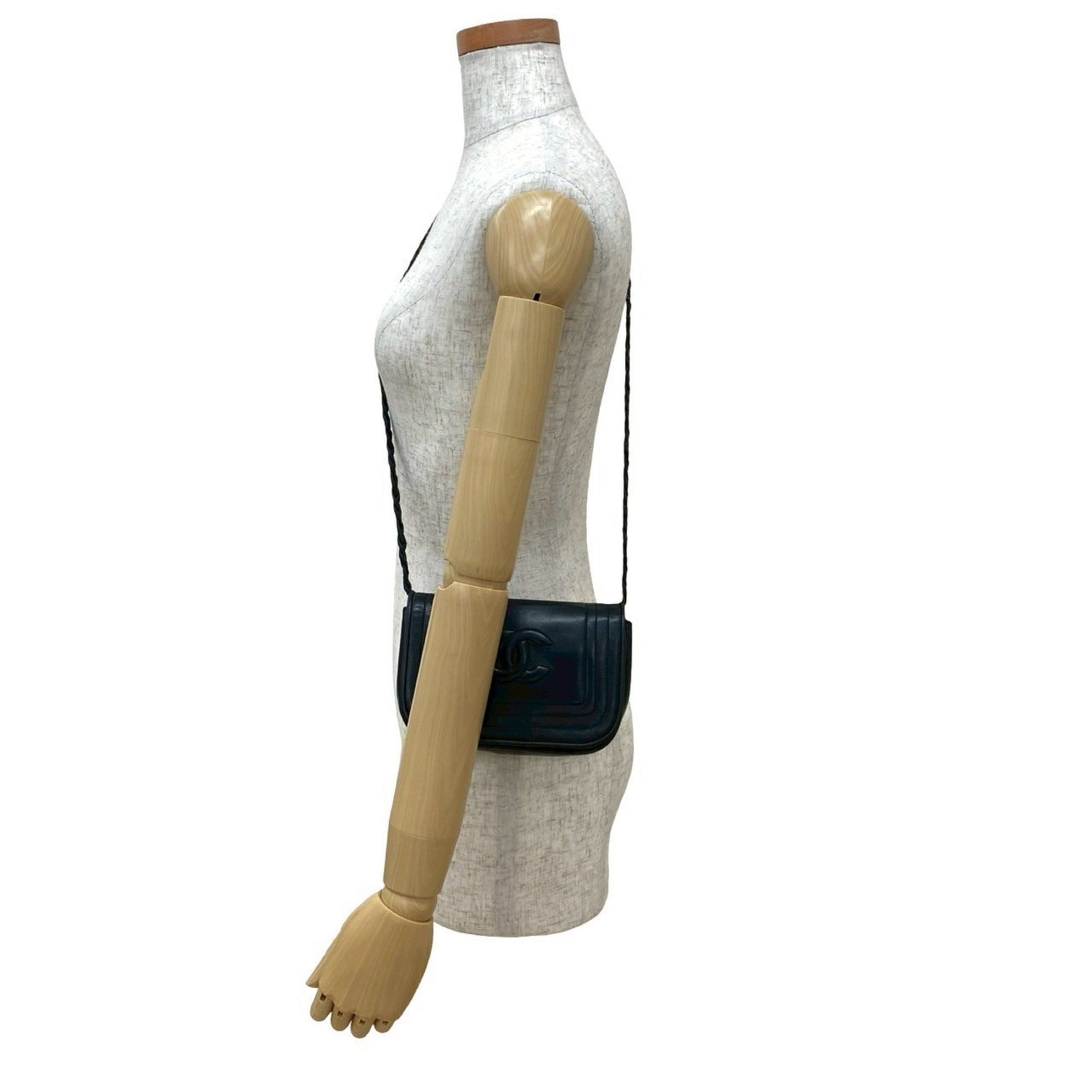 CHANEL Coco Mark Lambskin Genuine Leather Shoulder Bag Pochette