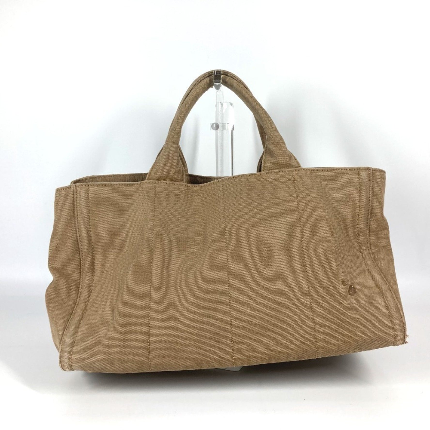 PRADA Canapa Logo Studs Tote Bag Shoulder Handbag Canvas