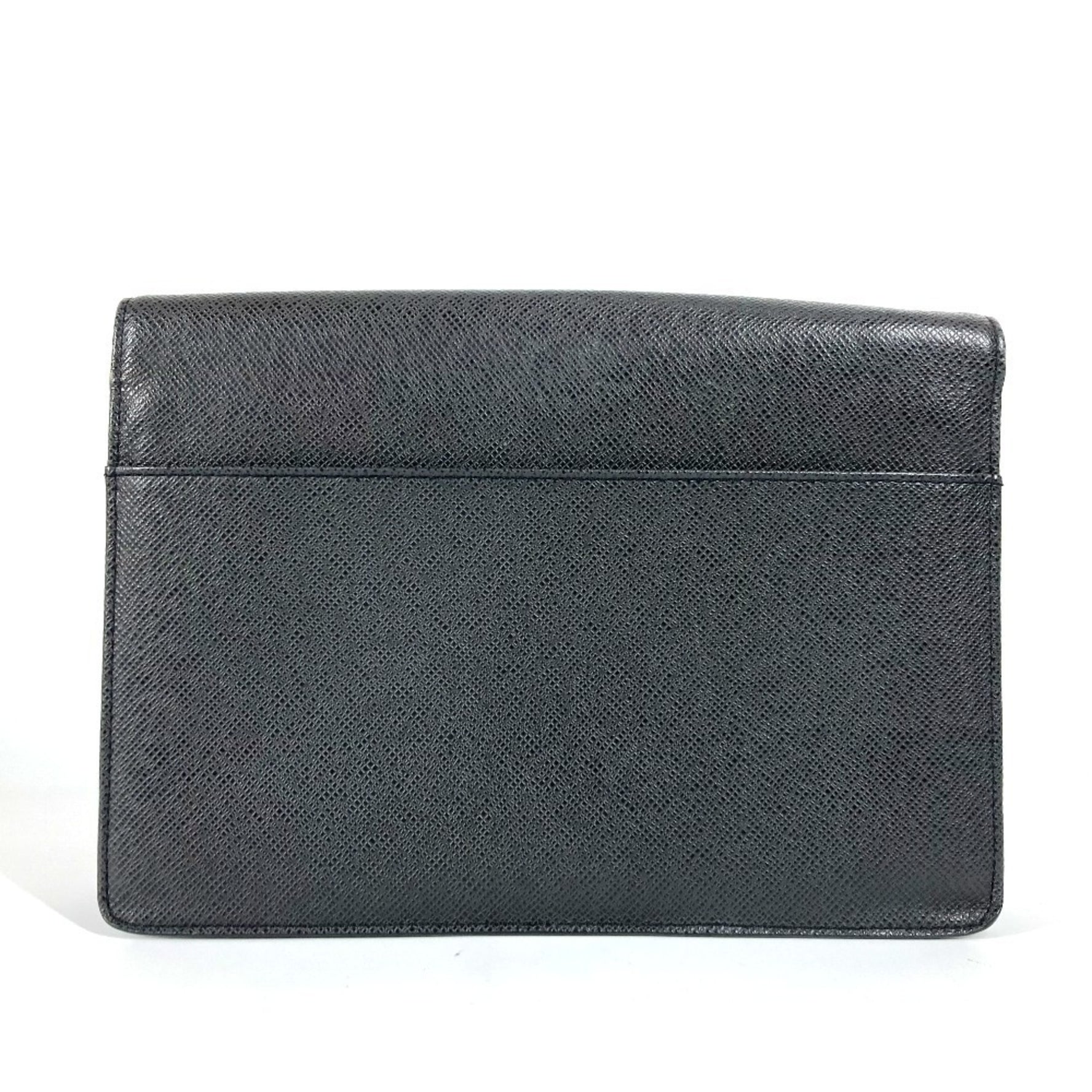 Louis Vuitton Taiga Selenga Bag Clutch with Strap Second Leather Men's Ardoise Black