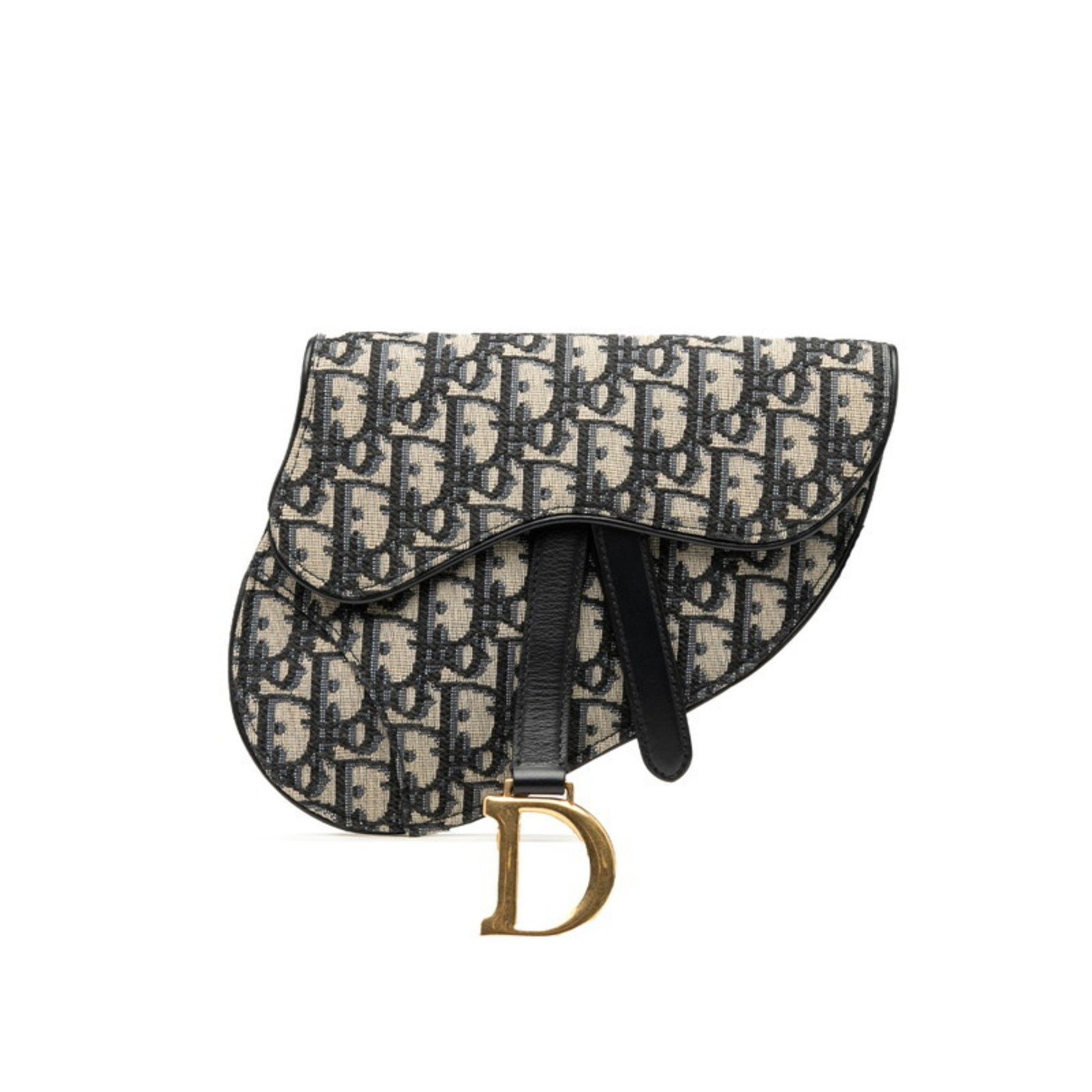 Christian Dior Dior Oblique Saddle Body Bag/Waist Bag in Navy and Beige Canvas Leather