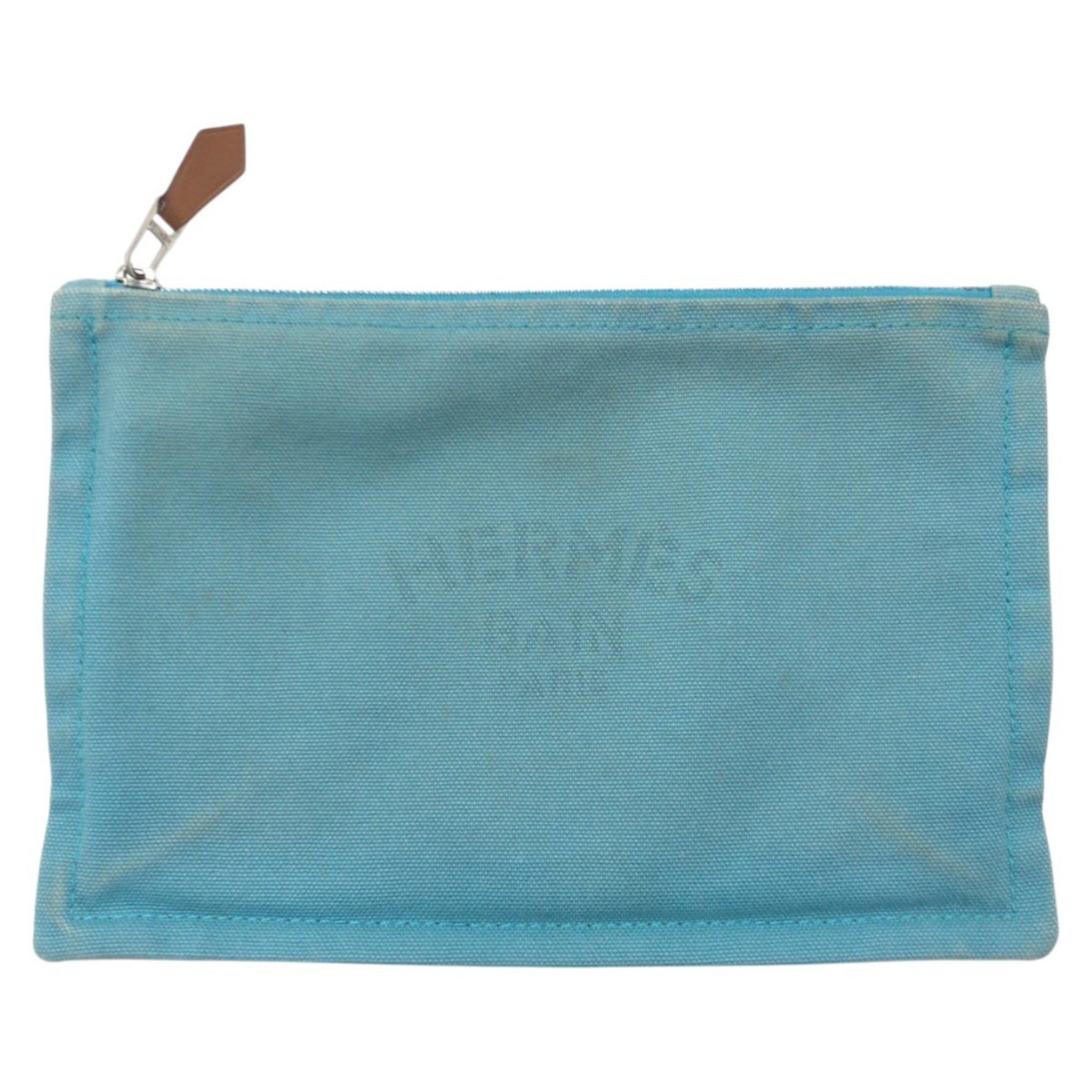 HERMES Truss Flat PM Blue Light Cotton Pouch Unisex