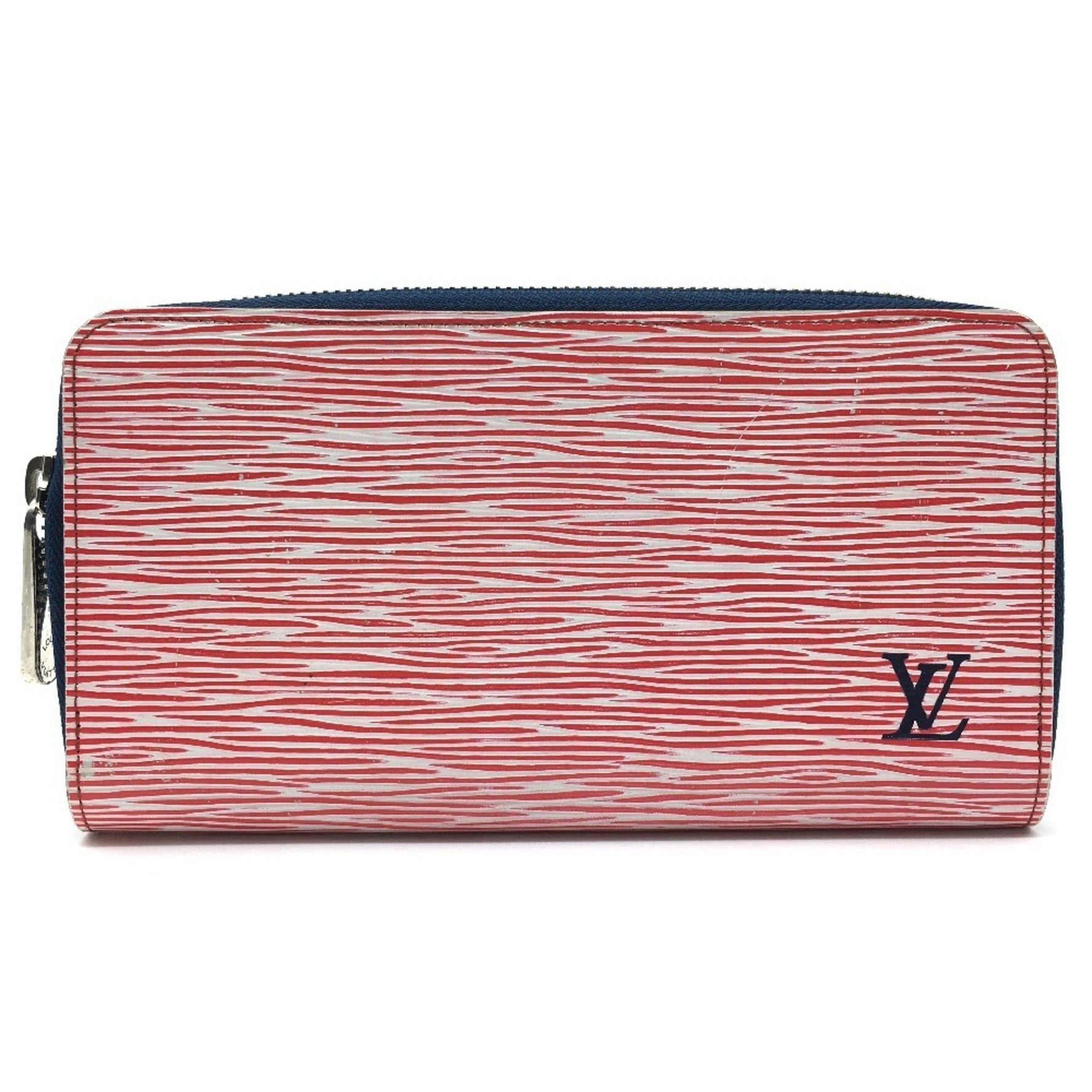 Louis Vuitton Epi Denim Zippy Wallet, Round Zip Long Leather, Rouge Red