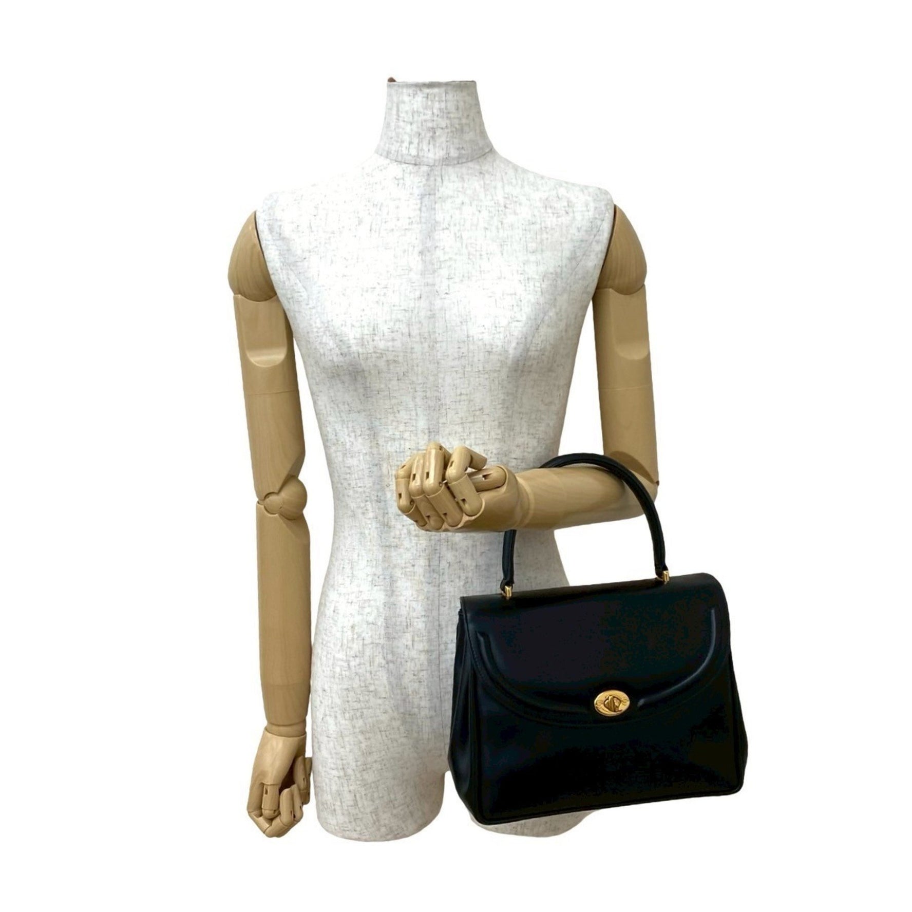 GUCCI Old GG Logo Hardware Calfskin Leather Turnlock Handbag in