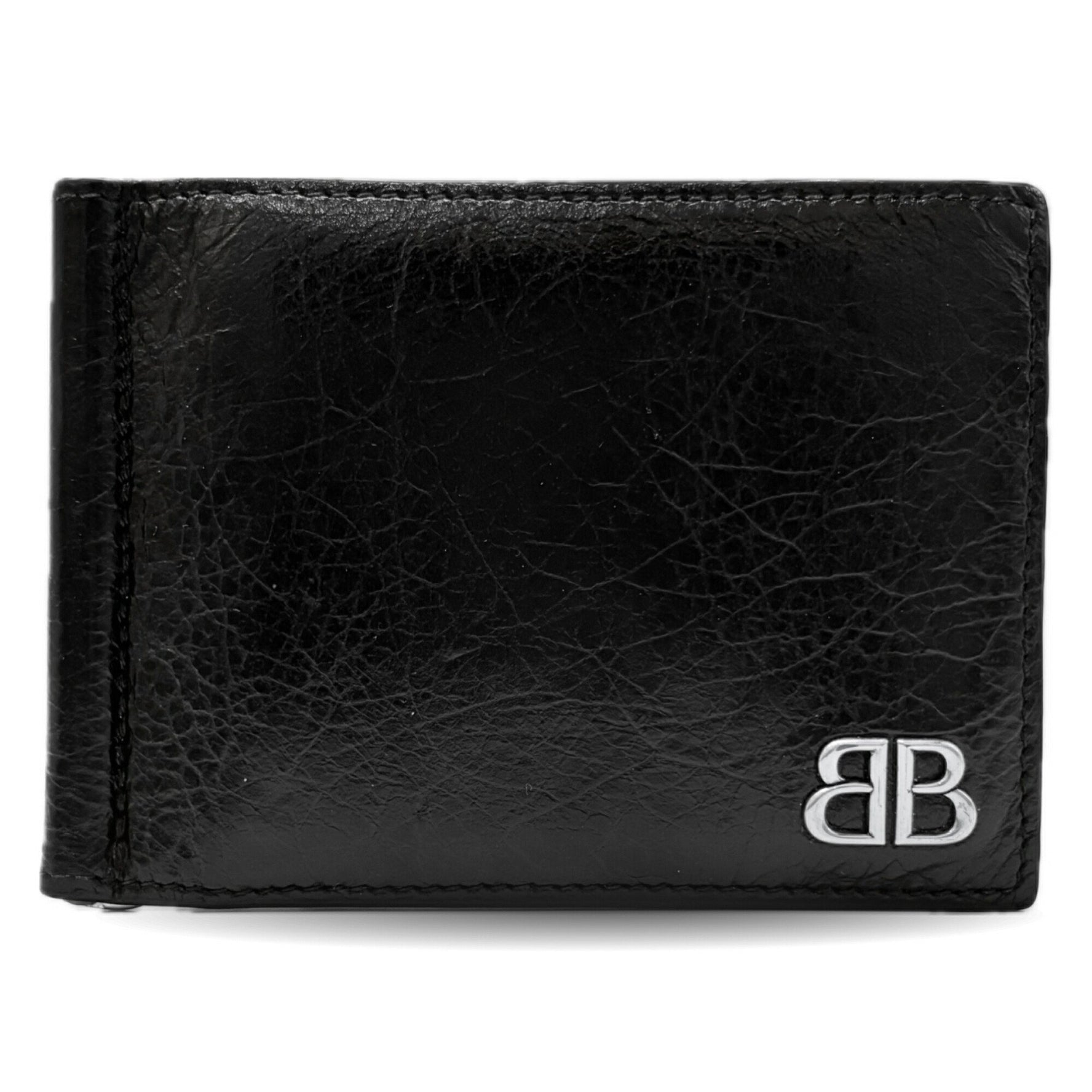 Balenciaga Monaco BB Money Clip Lambskin Leather Bifold Wallet