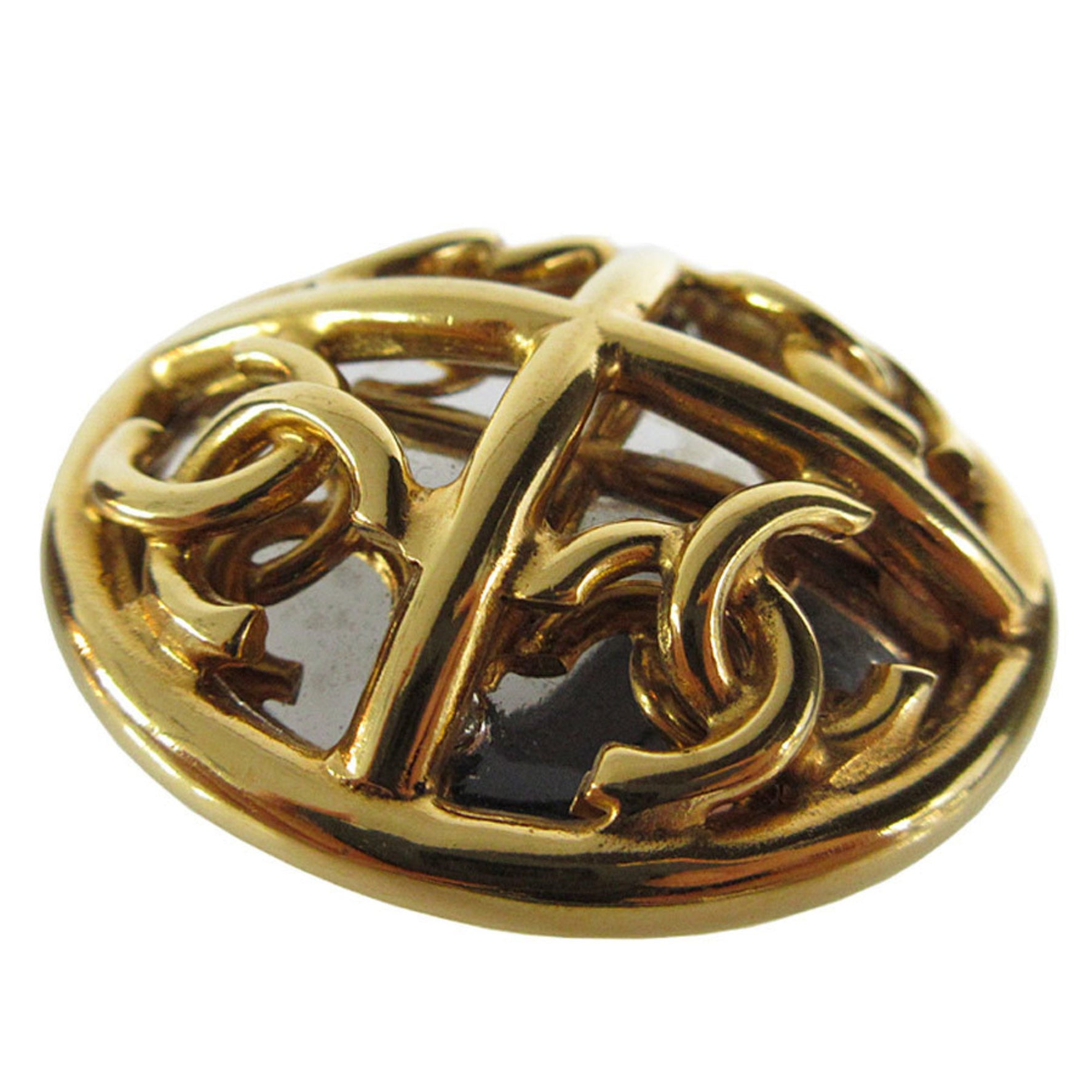 CHANEL Brooch Coco Mark Metal Gold Silver