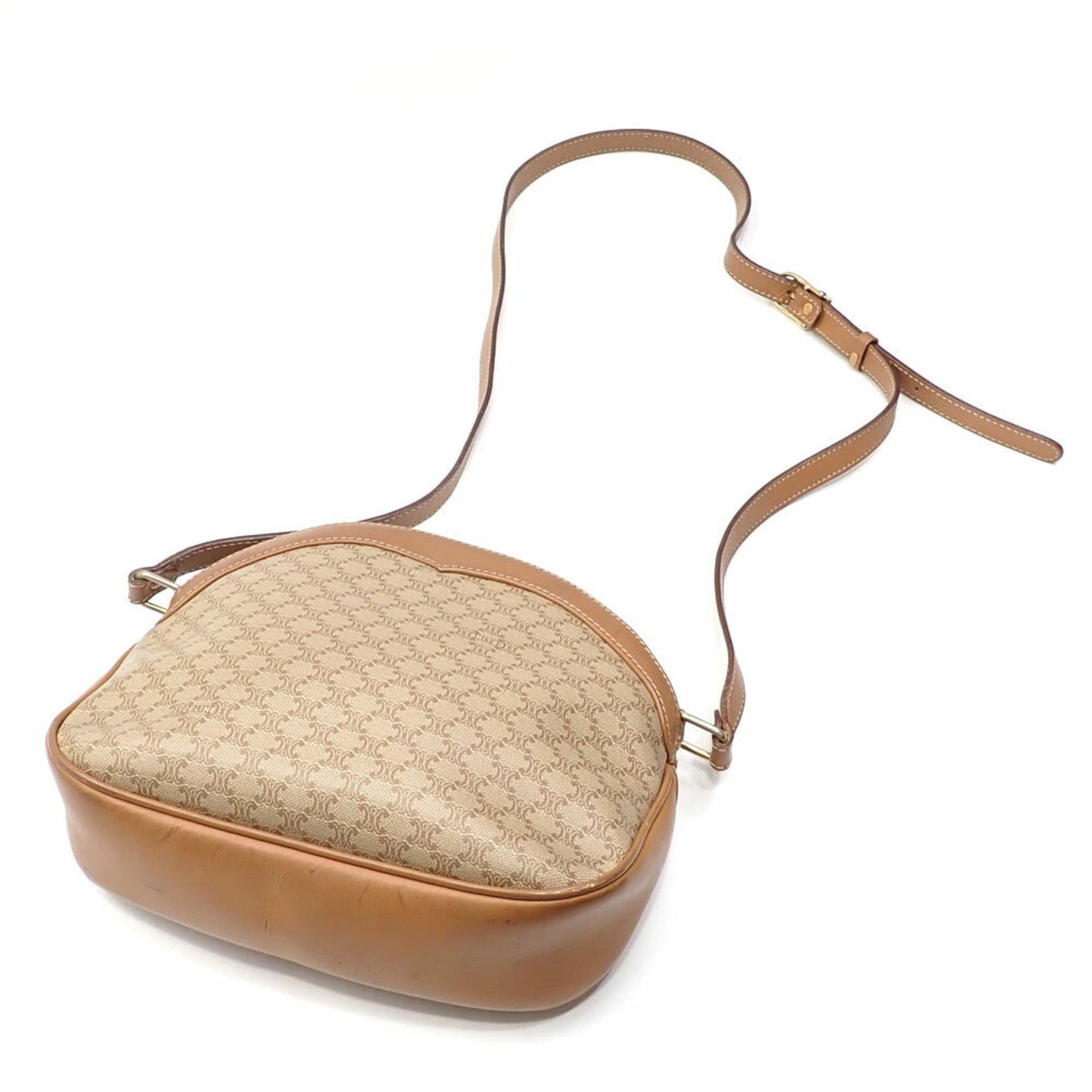 Celine Shoulder Bag Beige Brown PVC Leather