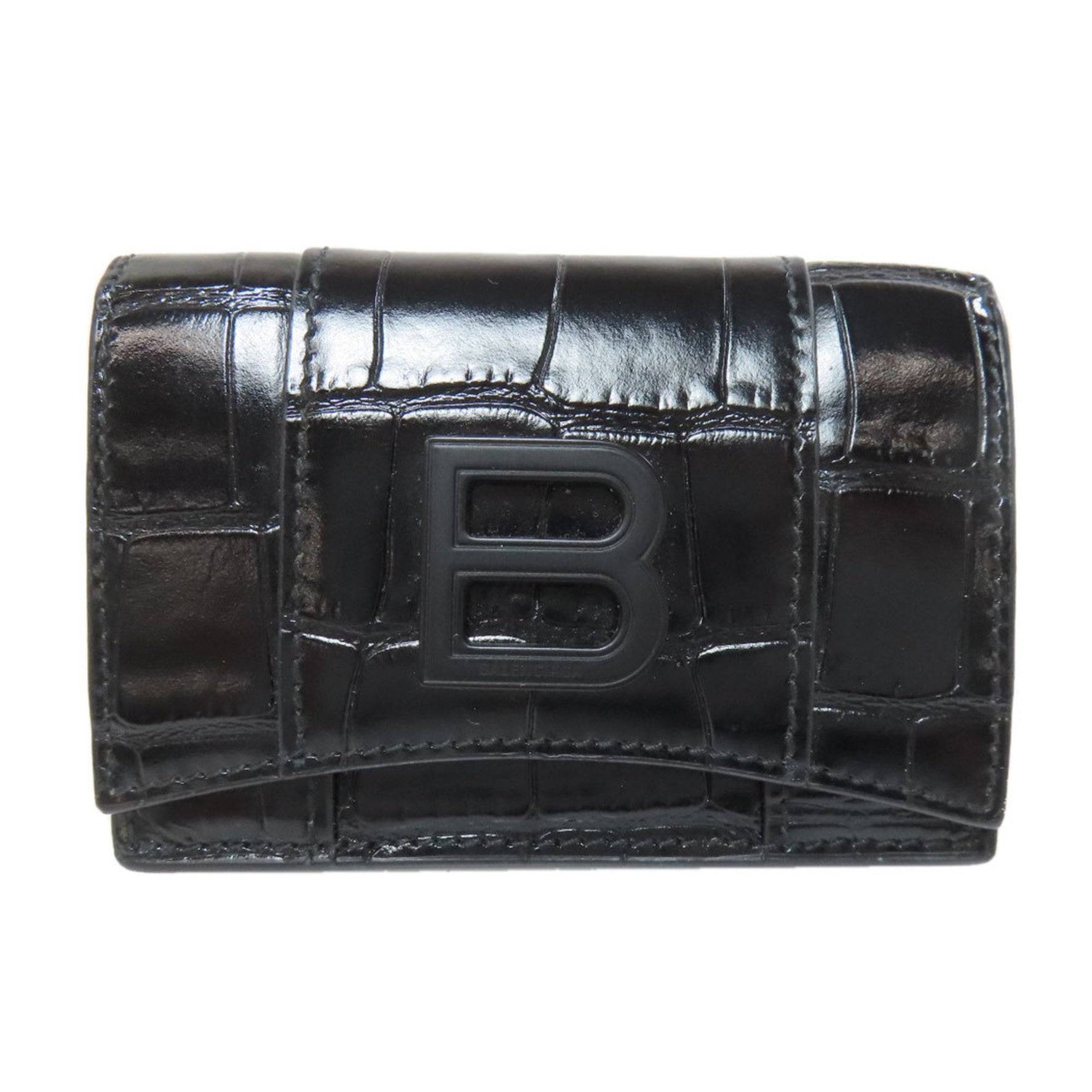 Balenciaga B Embossed Leather Bi-fold Wallet