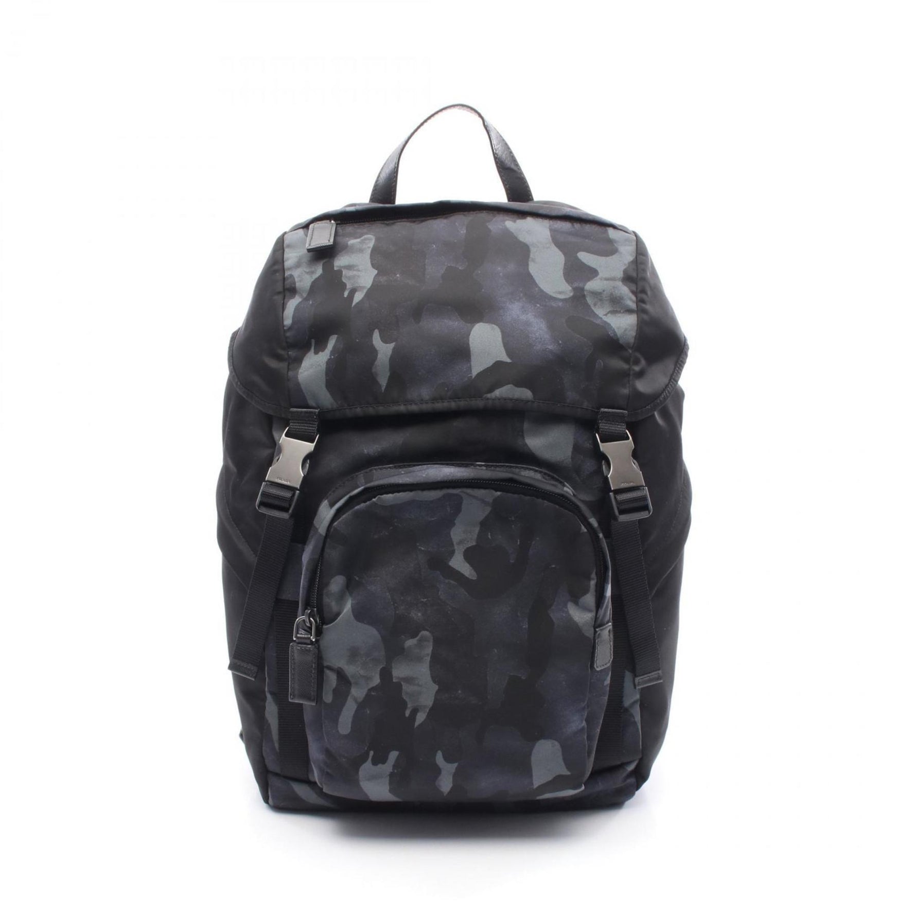 Prada Nylon and Saffiano Leather Backpack, Black/Navy