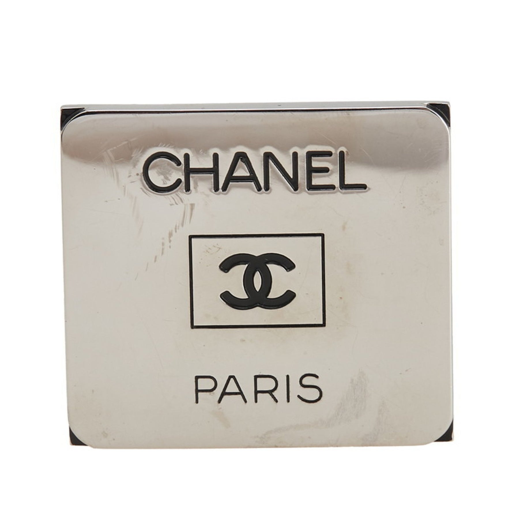 Vintage Chanel Coco Mark Logo Square Brooch in Metal