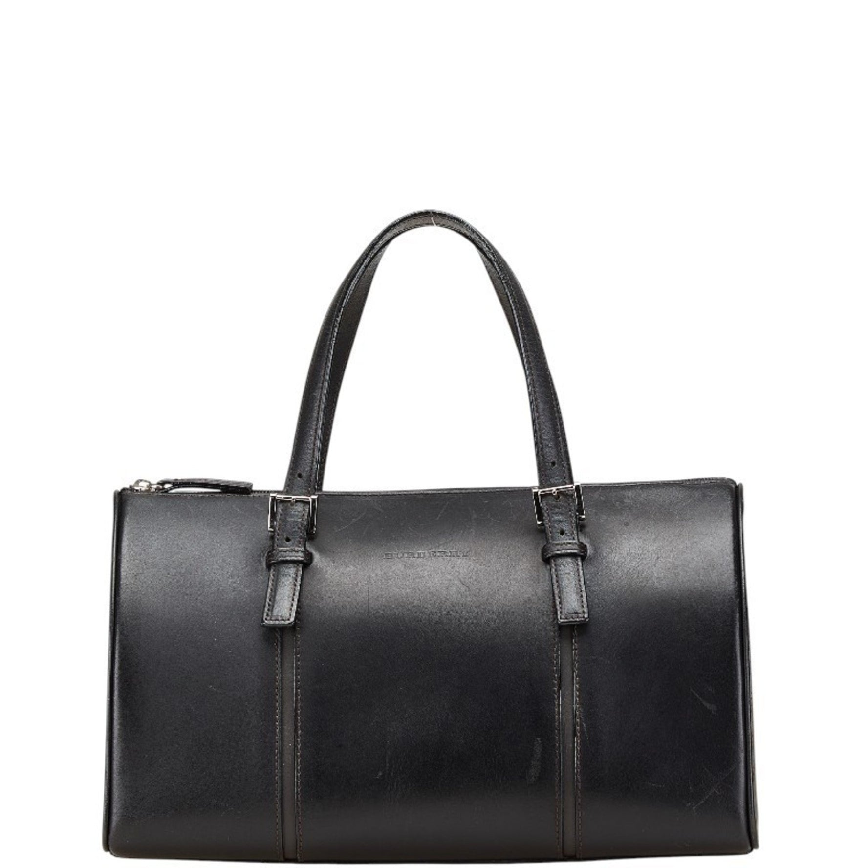 Burberry Nova Check Mini Boston Bag in Leather