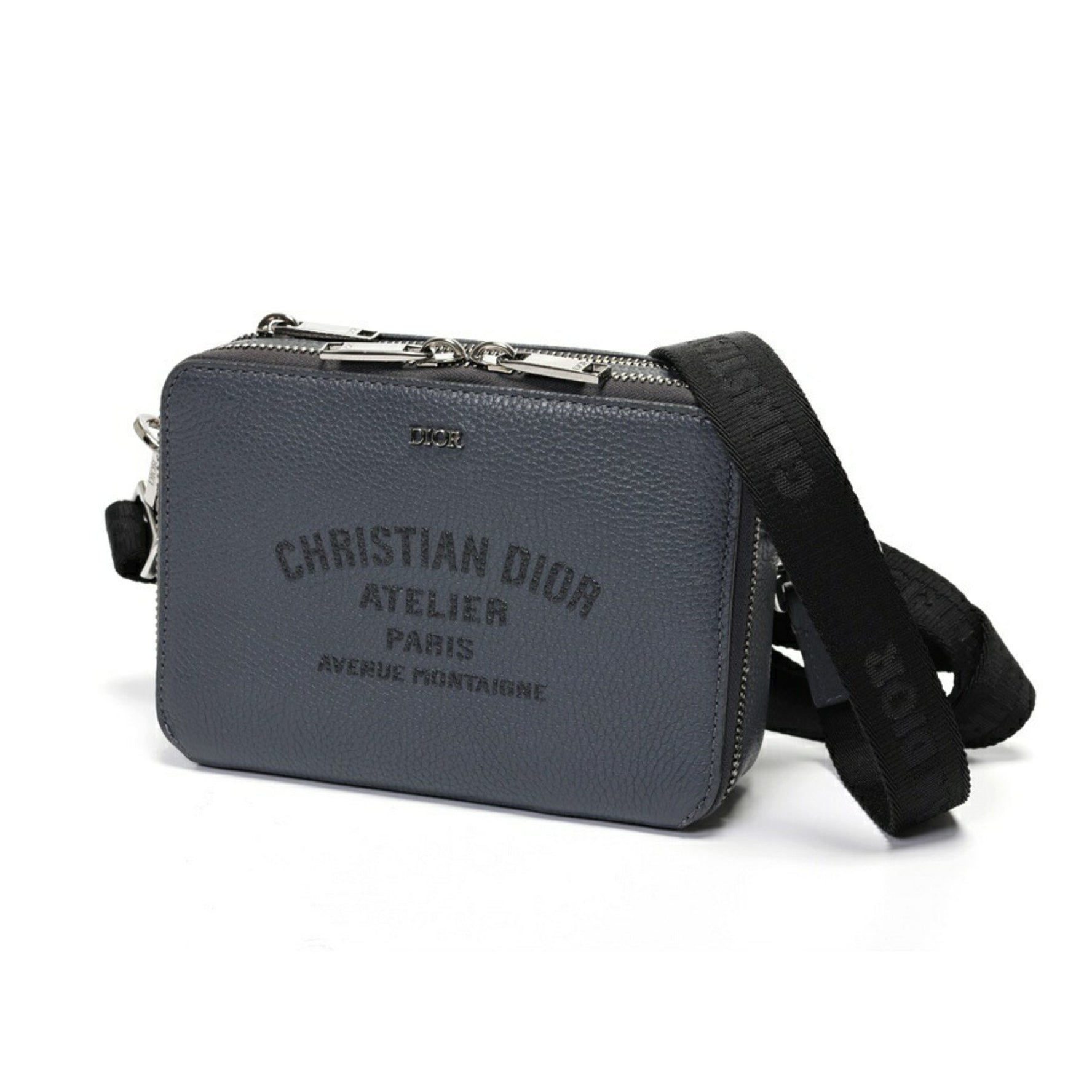 Christian Dior Dior DIOR Atelier Zip Pouch Bag with Strap Leather Blue