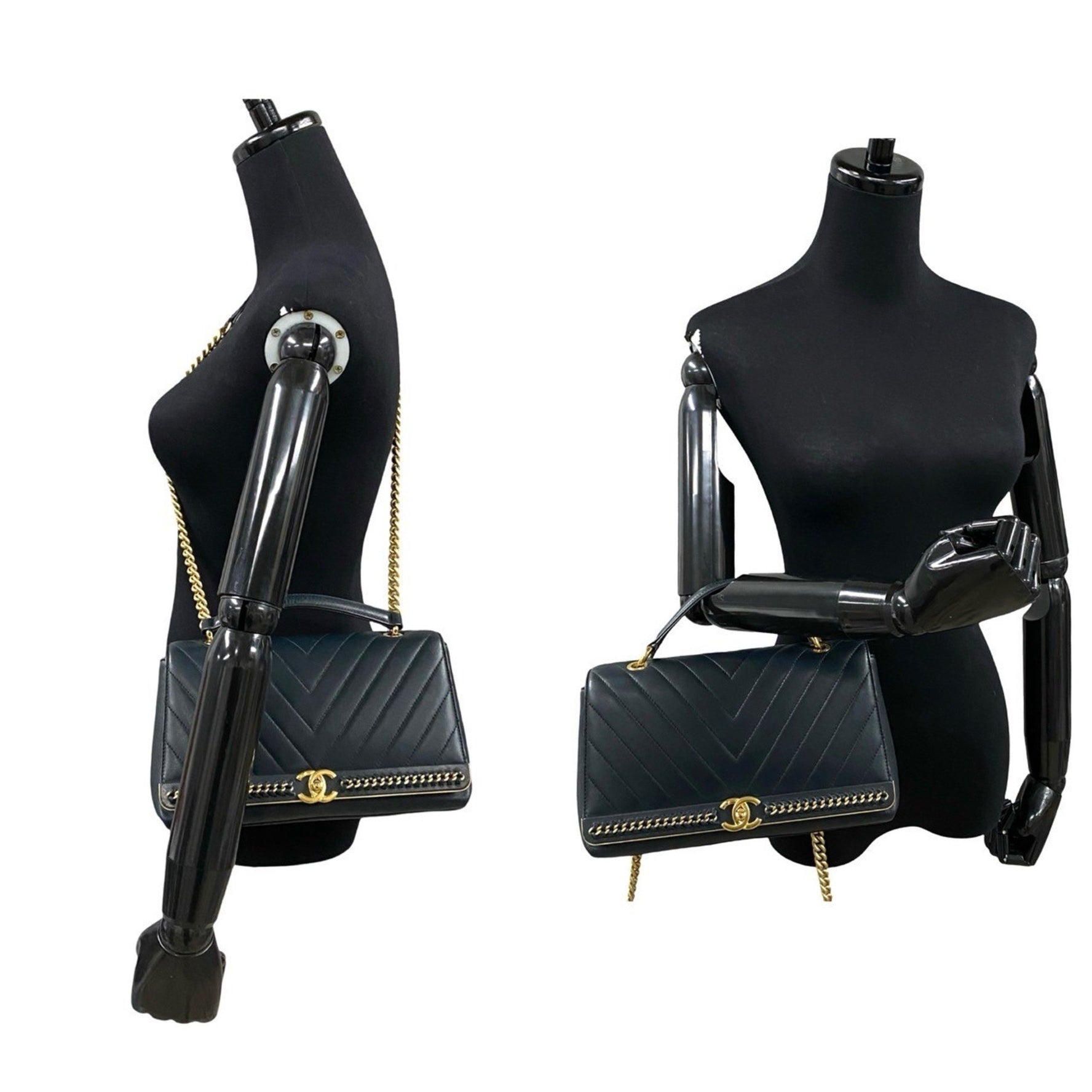 CHANEL Coco Mark V-Stitch Lambskin Handbag/Shoulder Bag