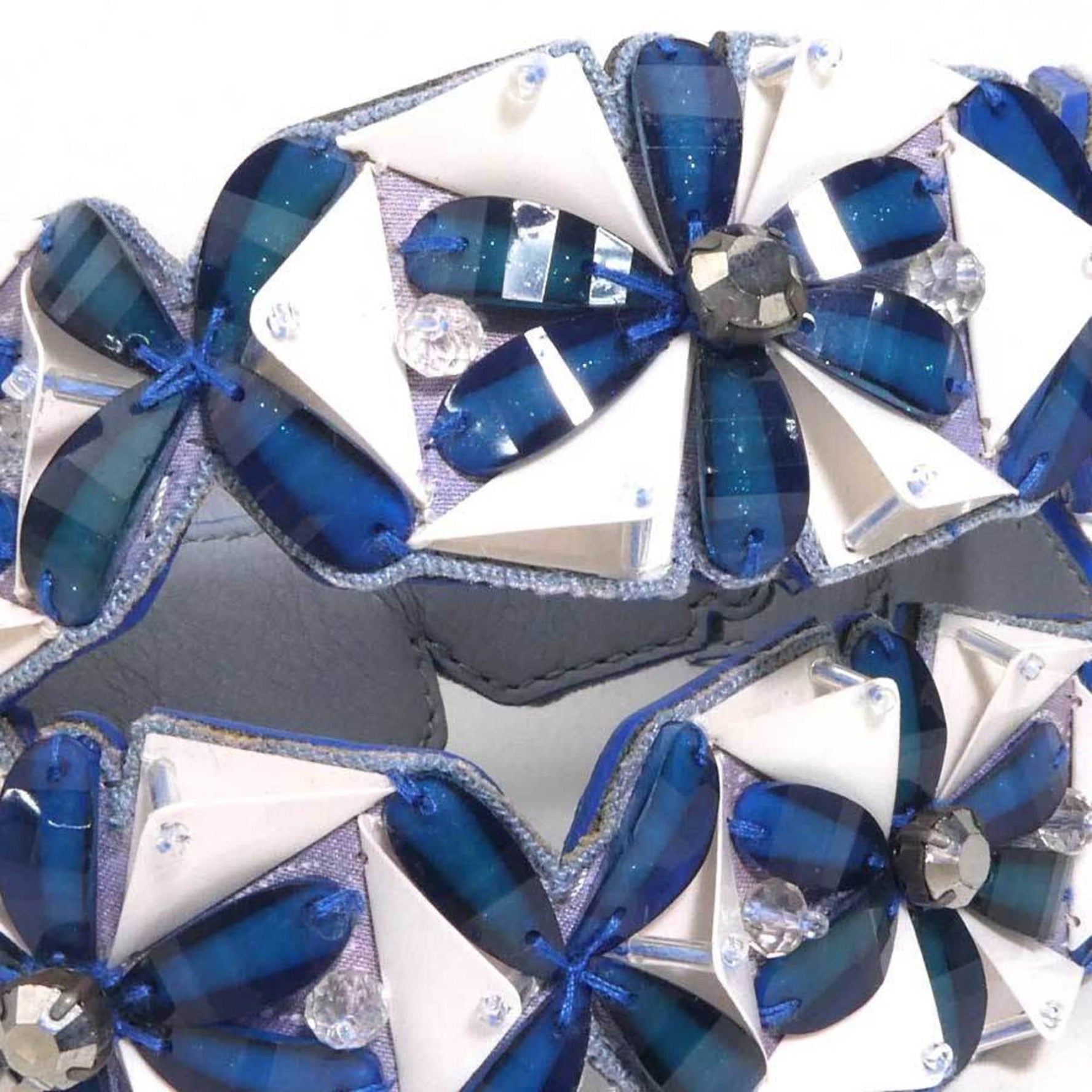 FENDI Shoulder Strap Leather Plastic Blue x White
