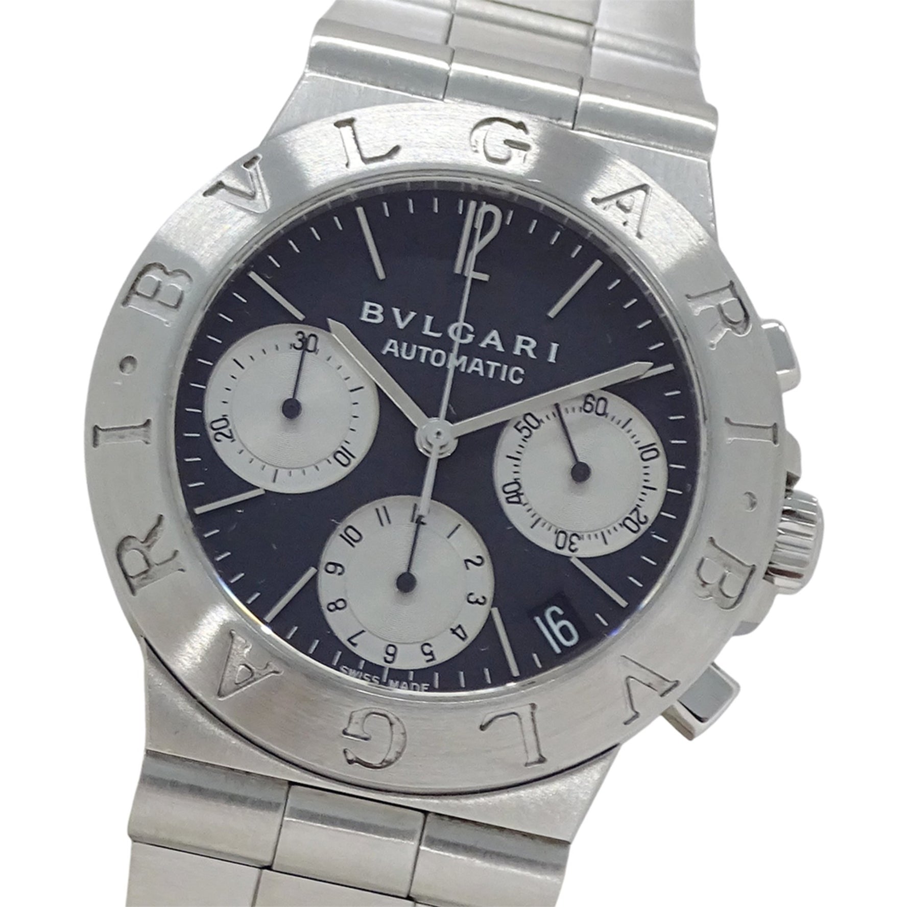 Bvlgari Diagono Sport Chronograph Automatic Watch, Stainless Steel, AT, Silver/Black, Polished