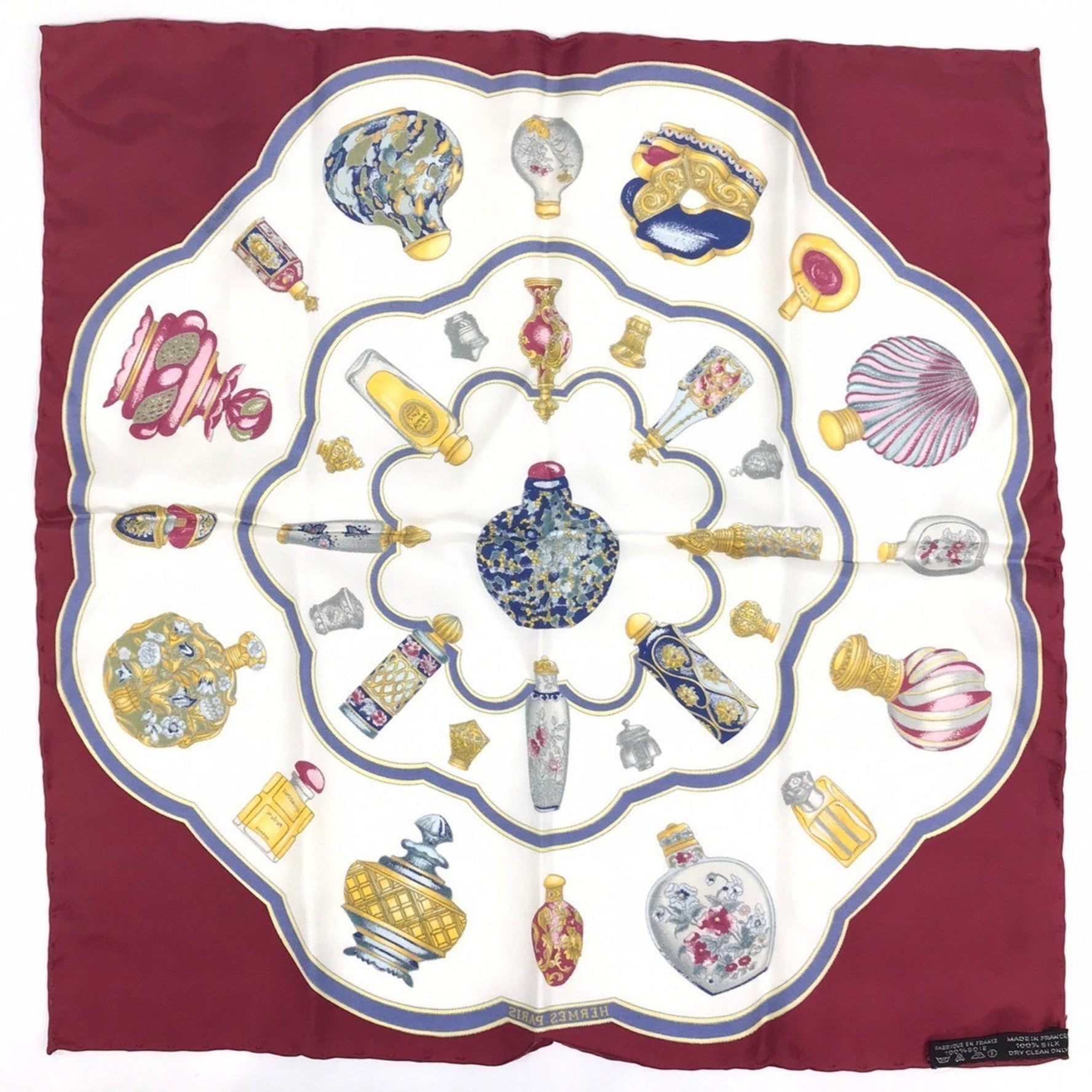 Hermes Carré 40 Qu importe le flacon Silk scarf Red