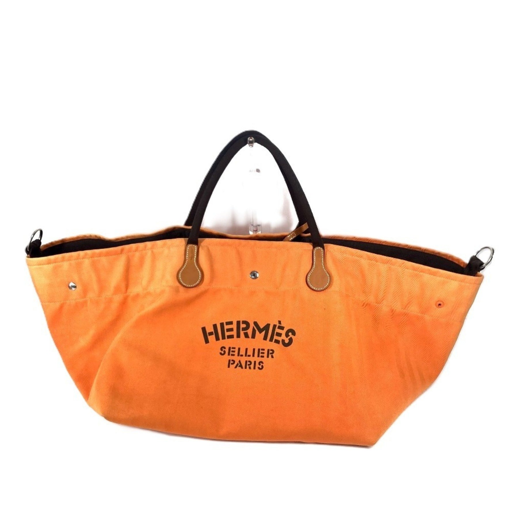 HERMES Foule de Cavalier Shoulder Bag with Pouch, Travel Bag, Boston Canvas, Men's