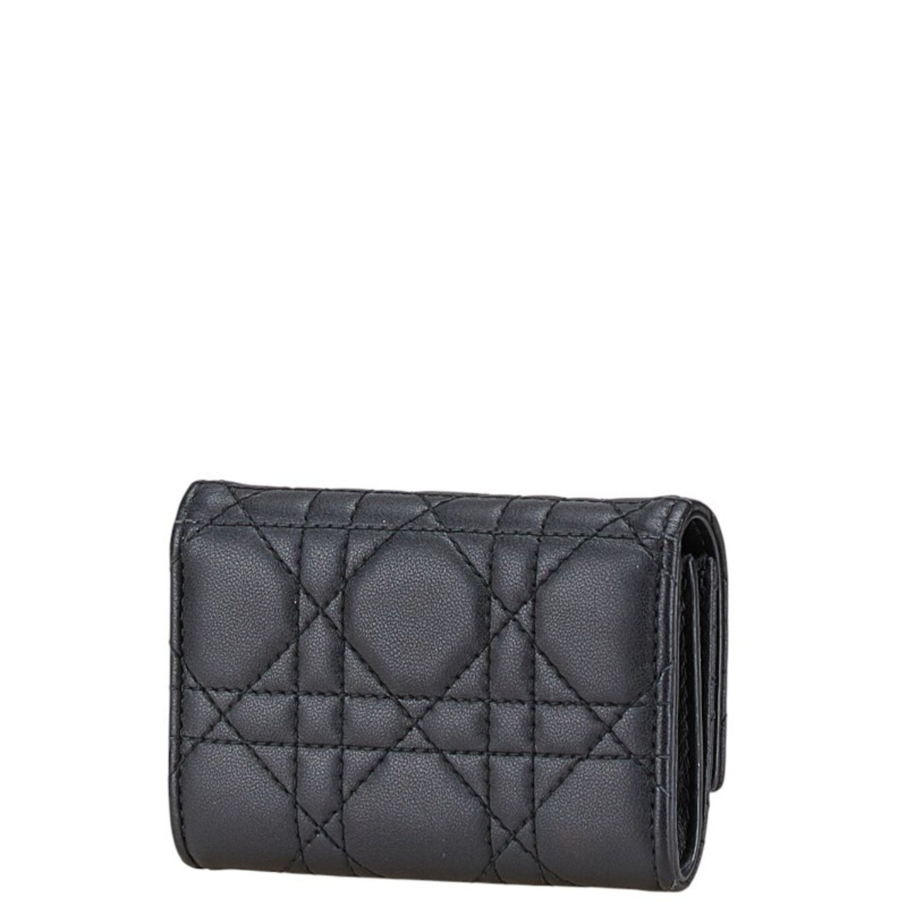 Christian Dior Dior Lady Cannage Bi-fold Wallet Leather