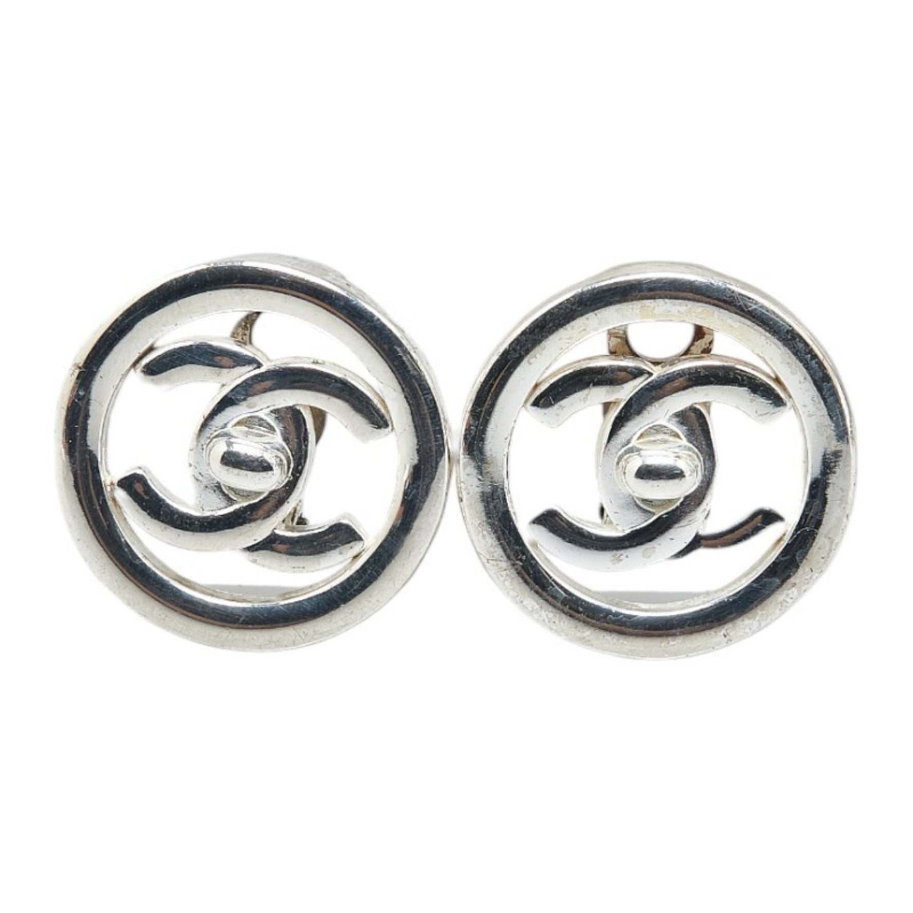 Chanel Coco Mark Turnlock Earrings Metal