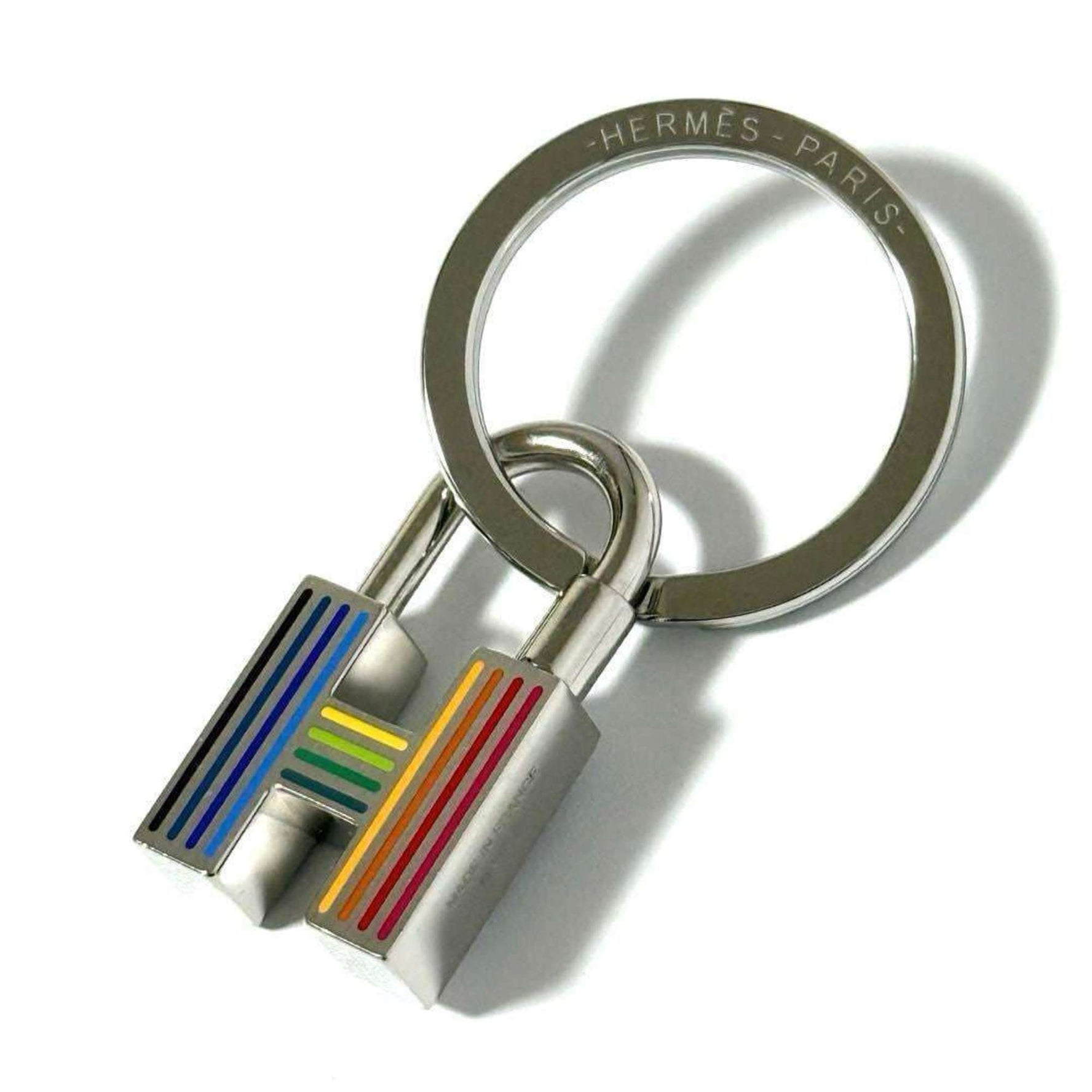 Hermes Men's Key Ring Holder Quiz Rainbow Padlock