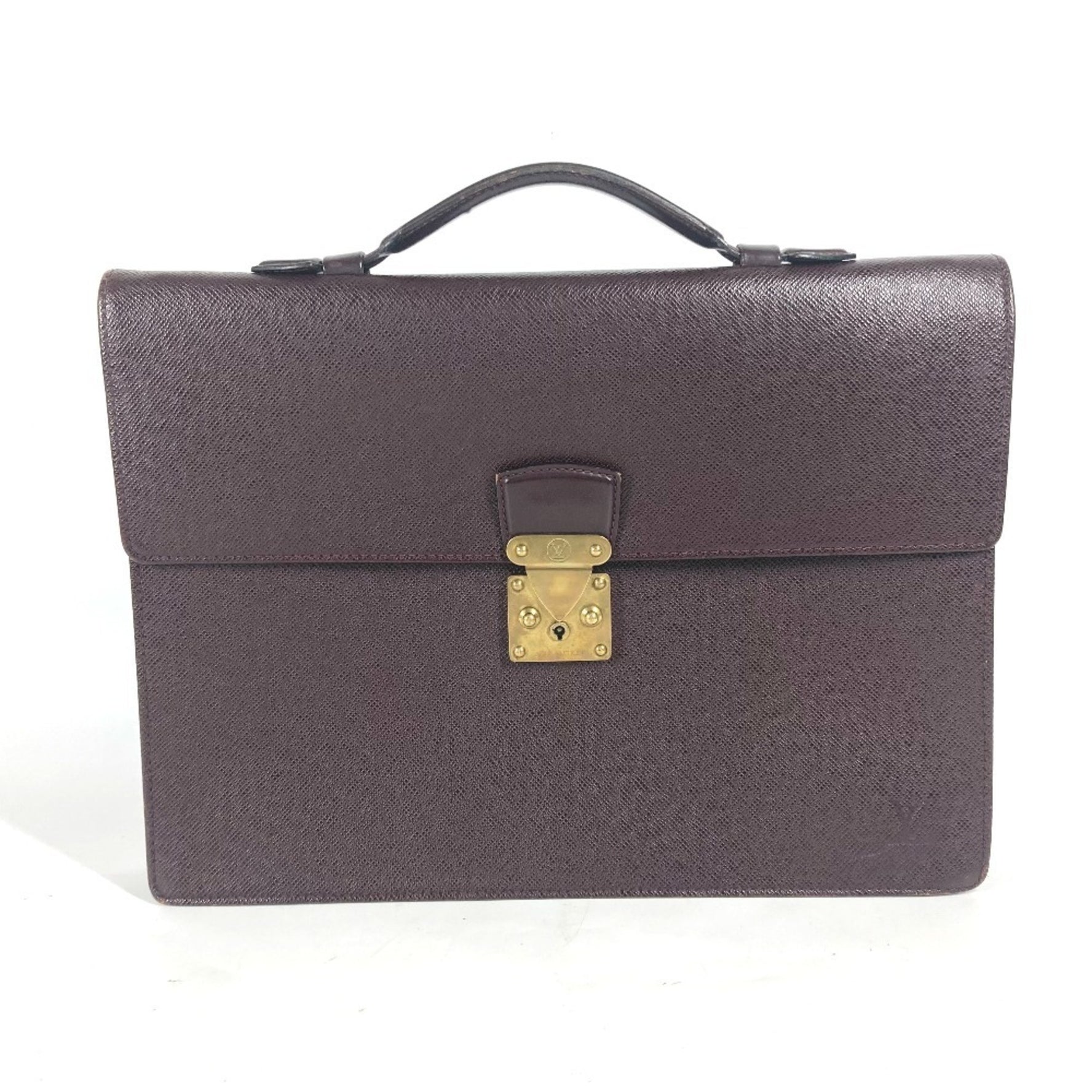 Louis Vuitton Taiga Serviette Clado Bag Briefcase Business Leather Acajou Wine Red