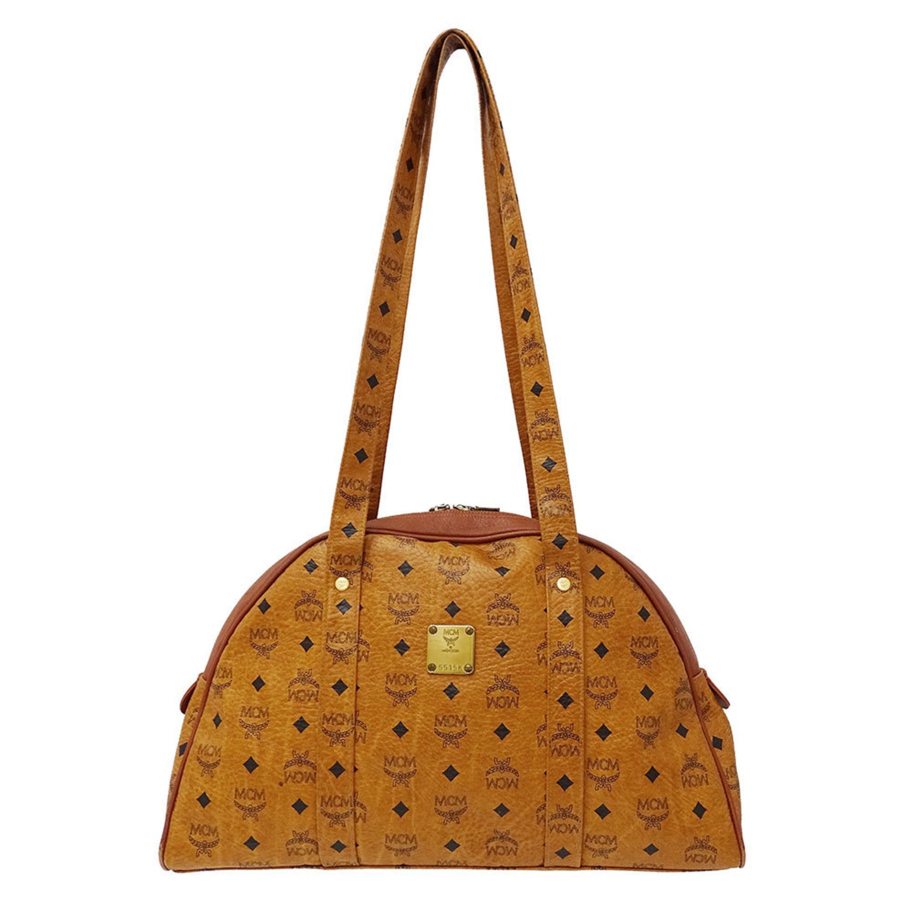 MCM and Men's Shoulder Bag in Visetos Coated Canvas, Cognac Camel