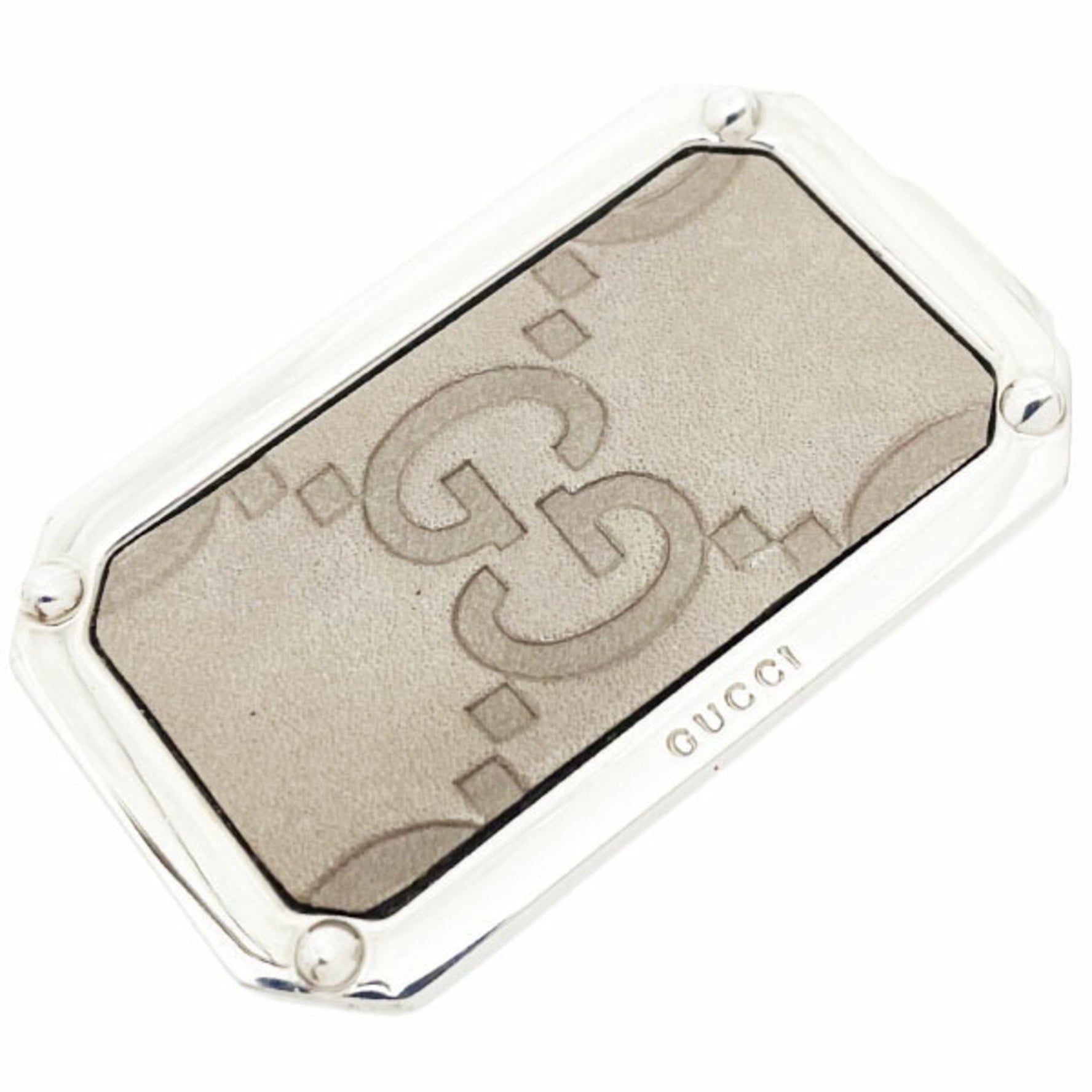 Gucci Money Clip Shima Line Bill Leather Greige GG Double G