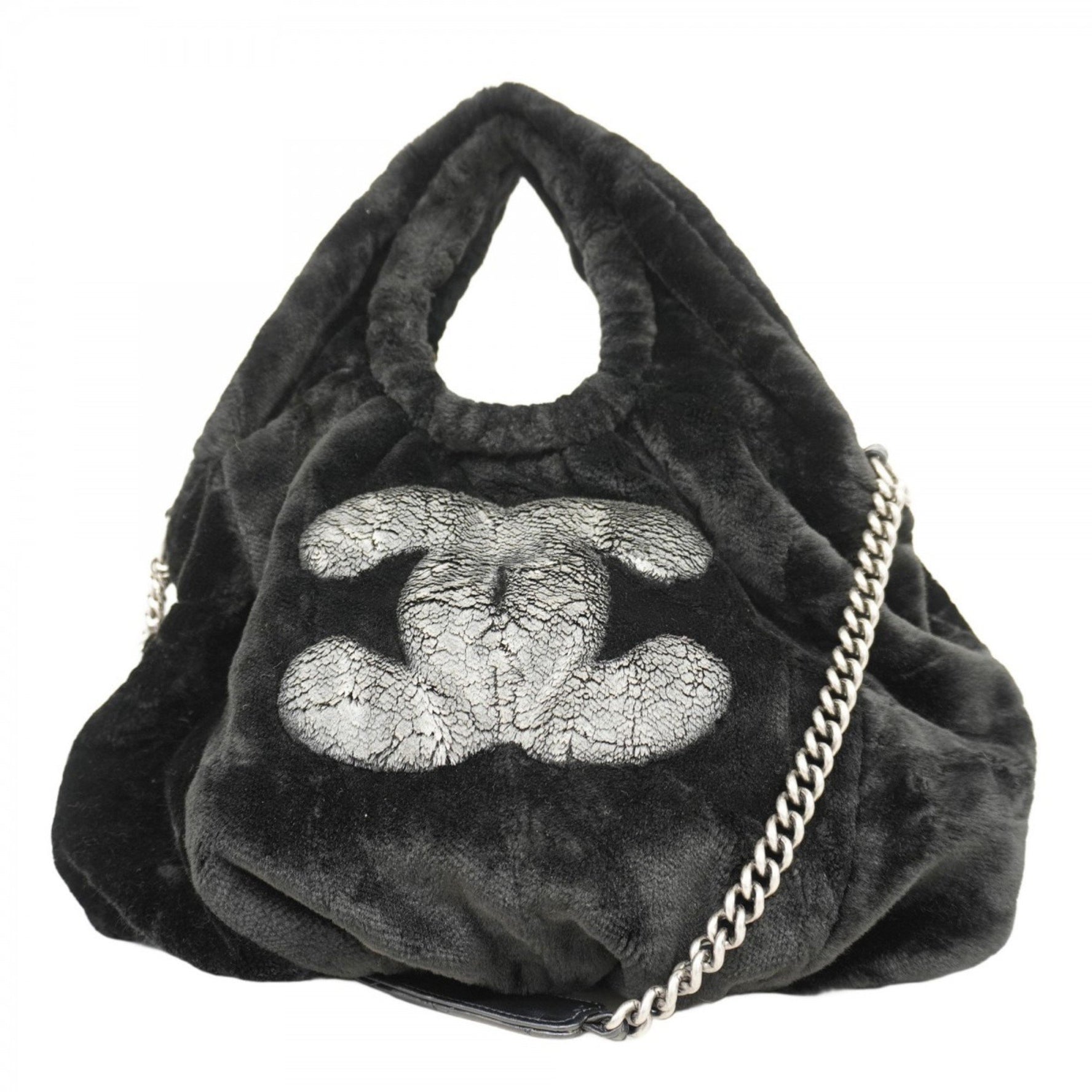 Chanel handbag, chain shoulder bag with fur