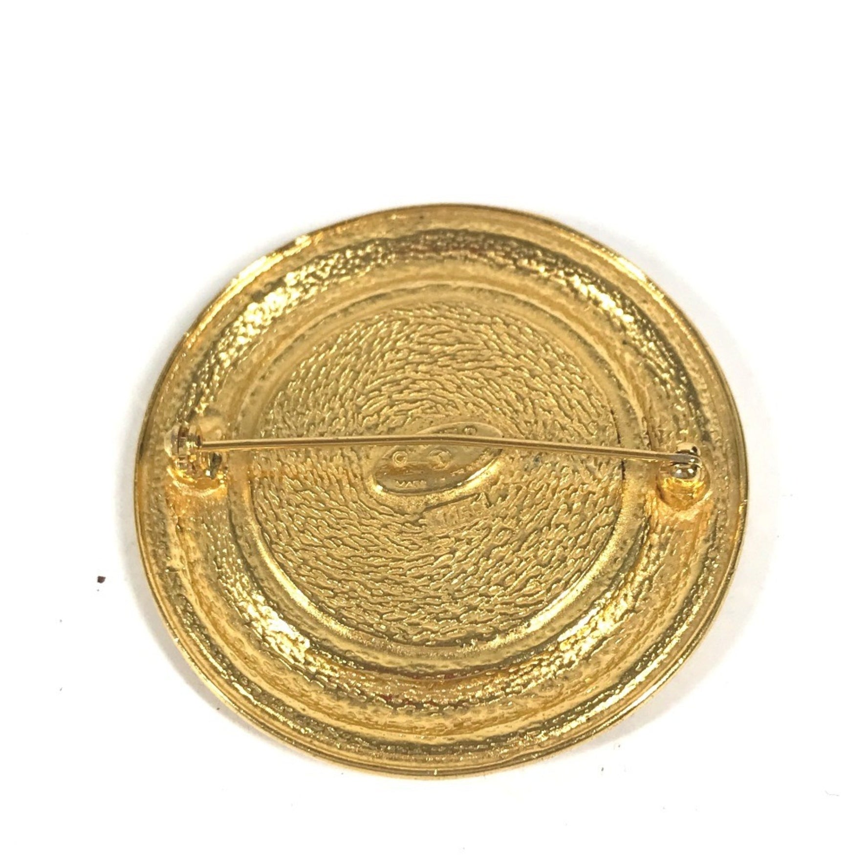 CHANEL Vintage Round Logo Cambon Retro Accessory Brooch Metal