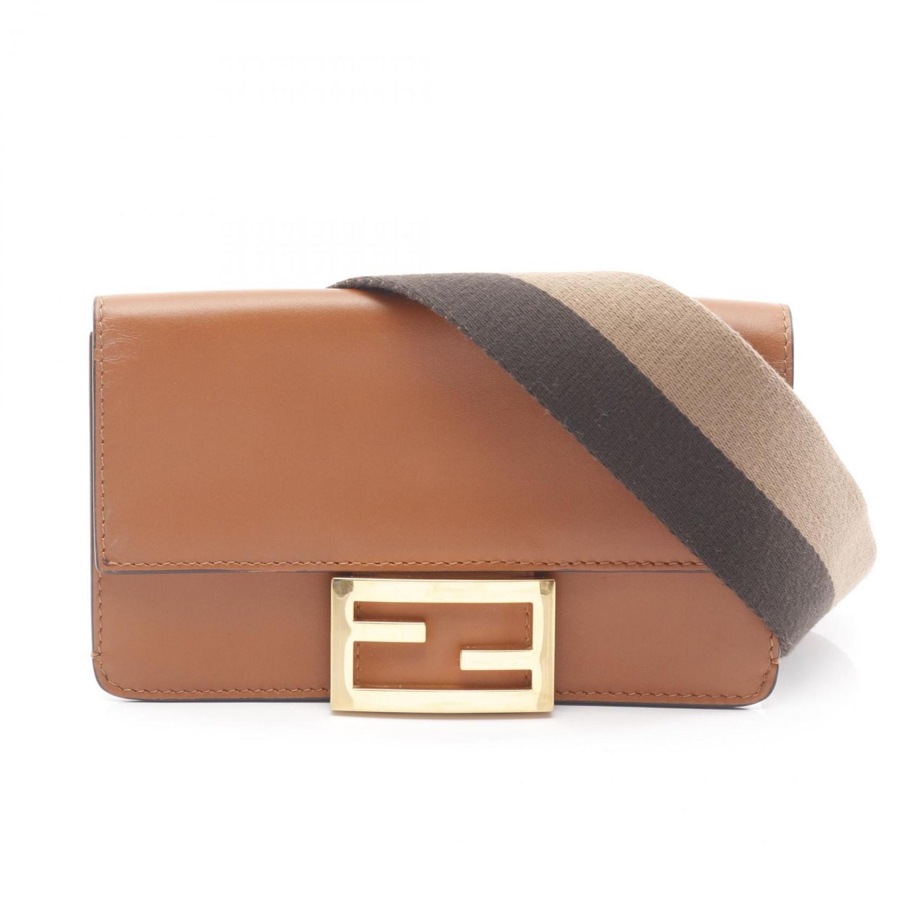 Fendi FLAT BAGUETTE Shoulder Bag, Leather and Canvas