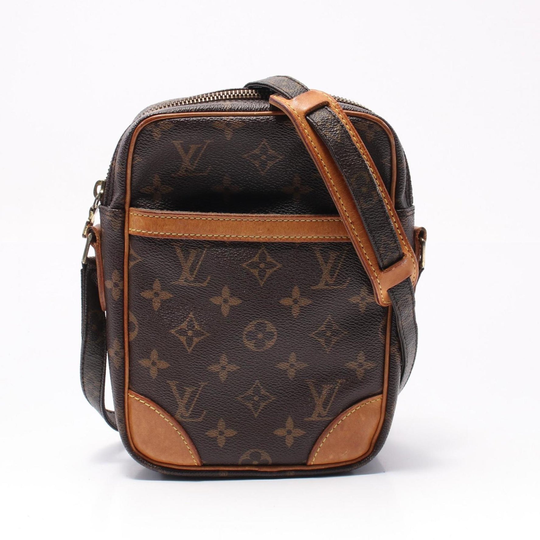 Louis Vuitton Danube Shoulder Bag Coated Canvas Leather Monogram Brown