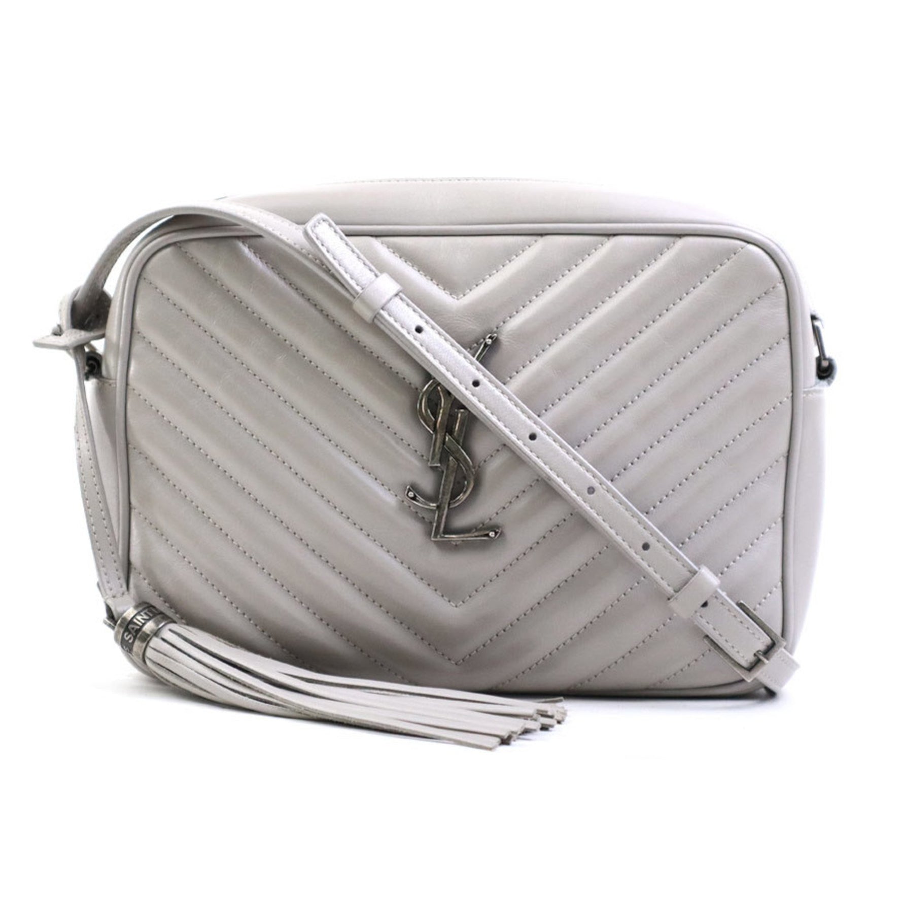 Saint Laurent shoulder bag Lou leather silver