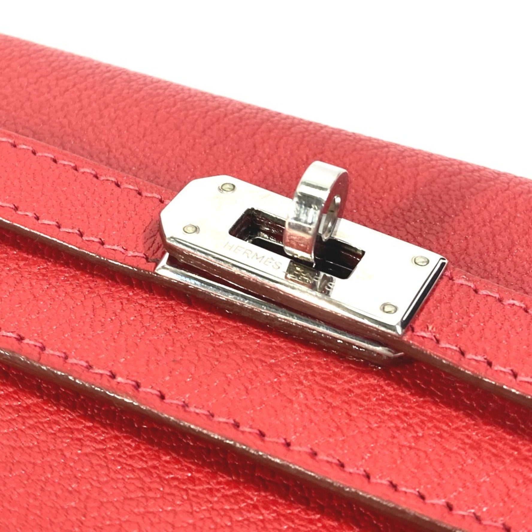 HERMES Kelly Wallet Medium Compact Trifold Chevre Rouge Coupe Red