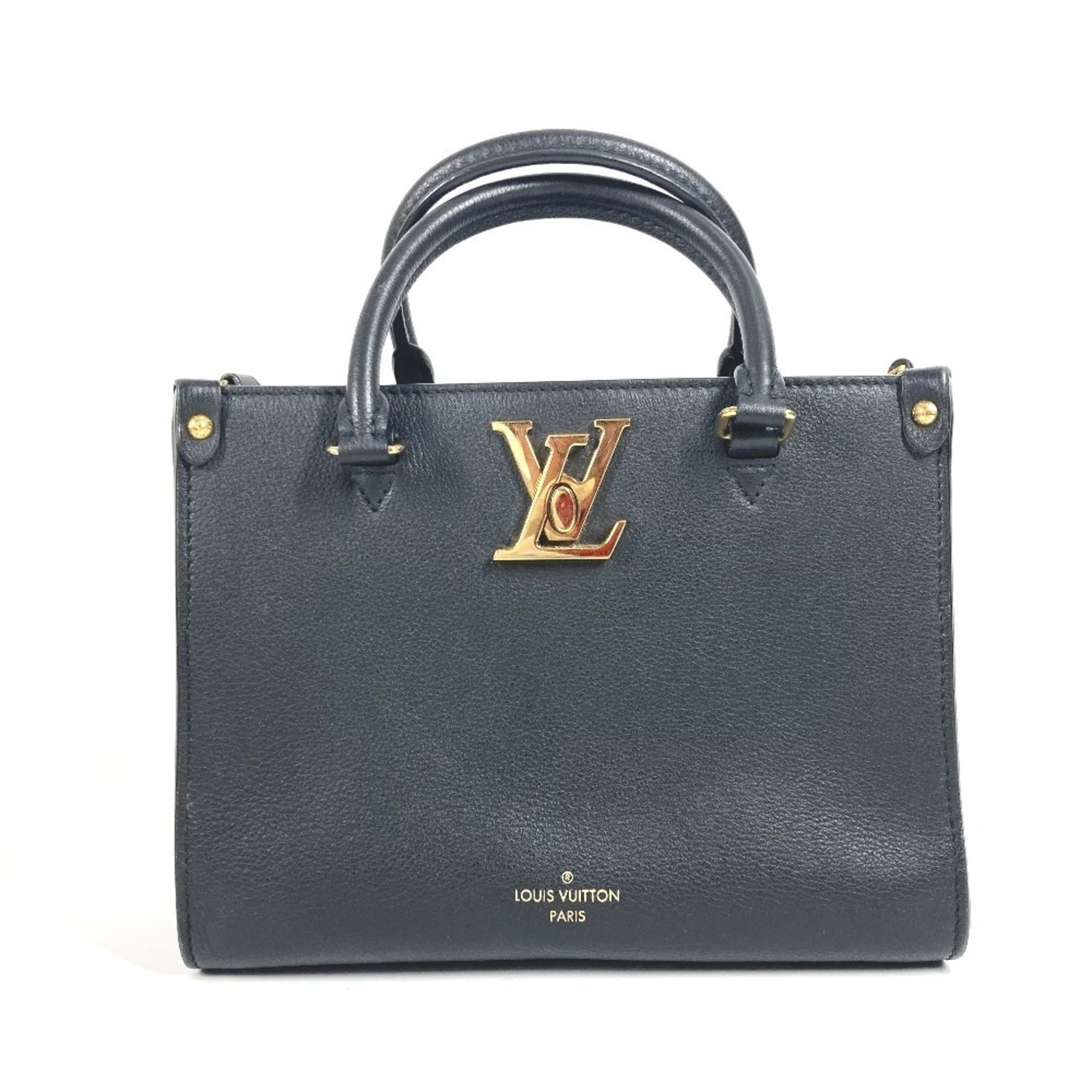 Louis Vuitton Lock & Go Bag Shoulder Crossbody Tote Handbag Noir Black