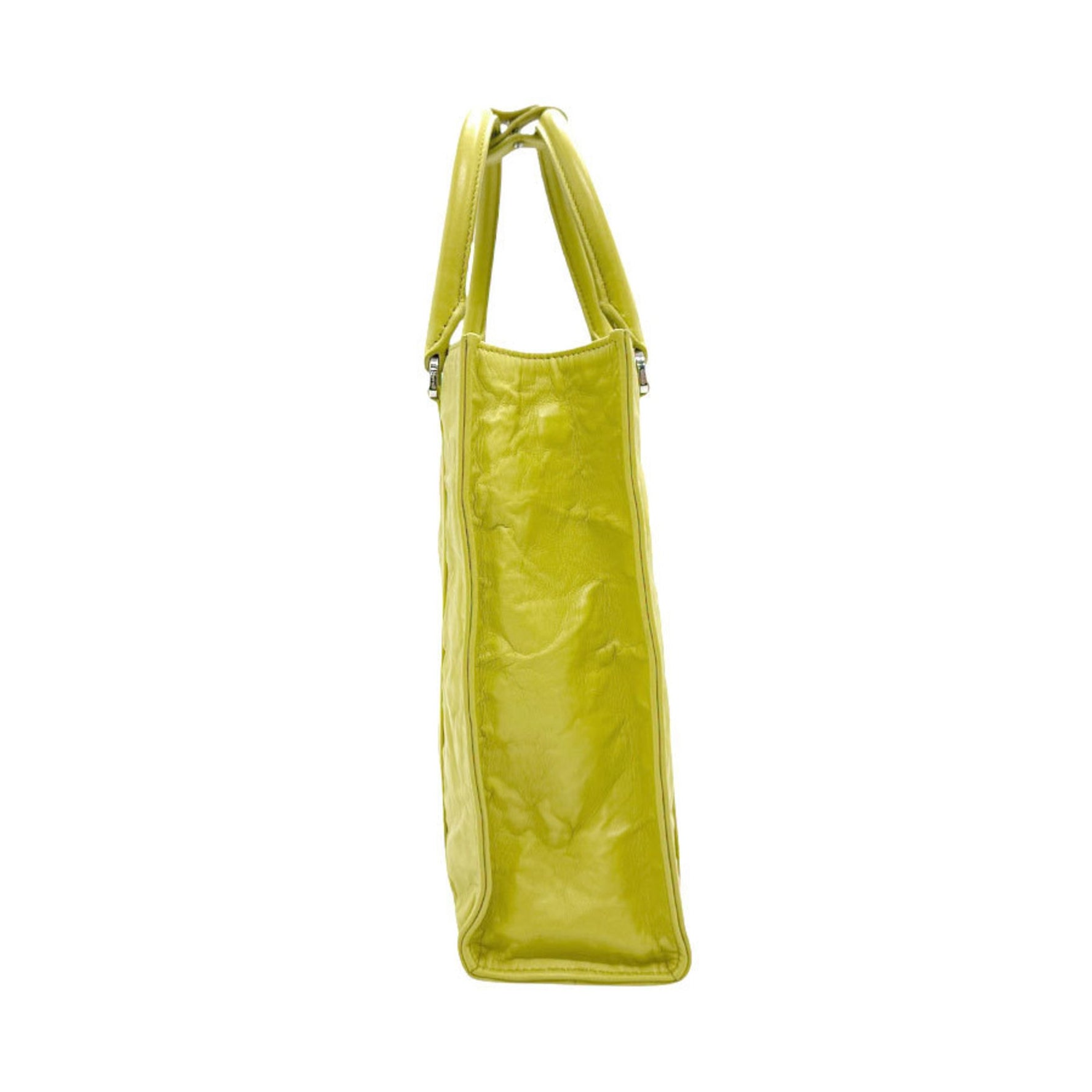 PRADA handbag shoulder bag leather yellow green ladies 1BG458 z3099