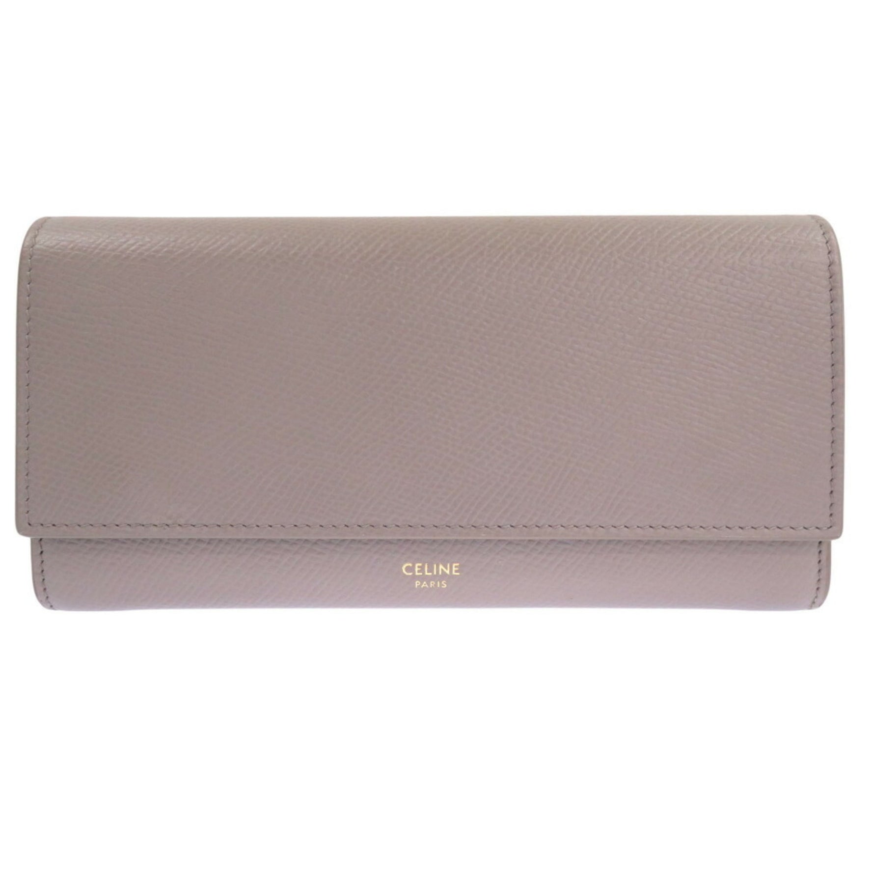 Celine Large Flap Wallet Leather Grey Long