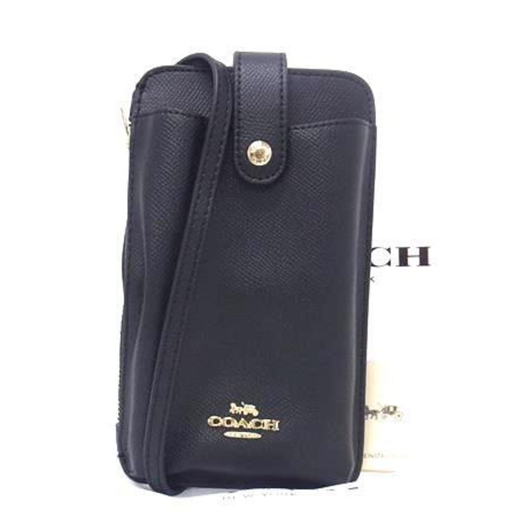 COACH Smartphone Shoulder Bag Leather Men's Crossgrain Fawn Crossbody