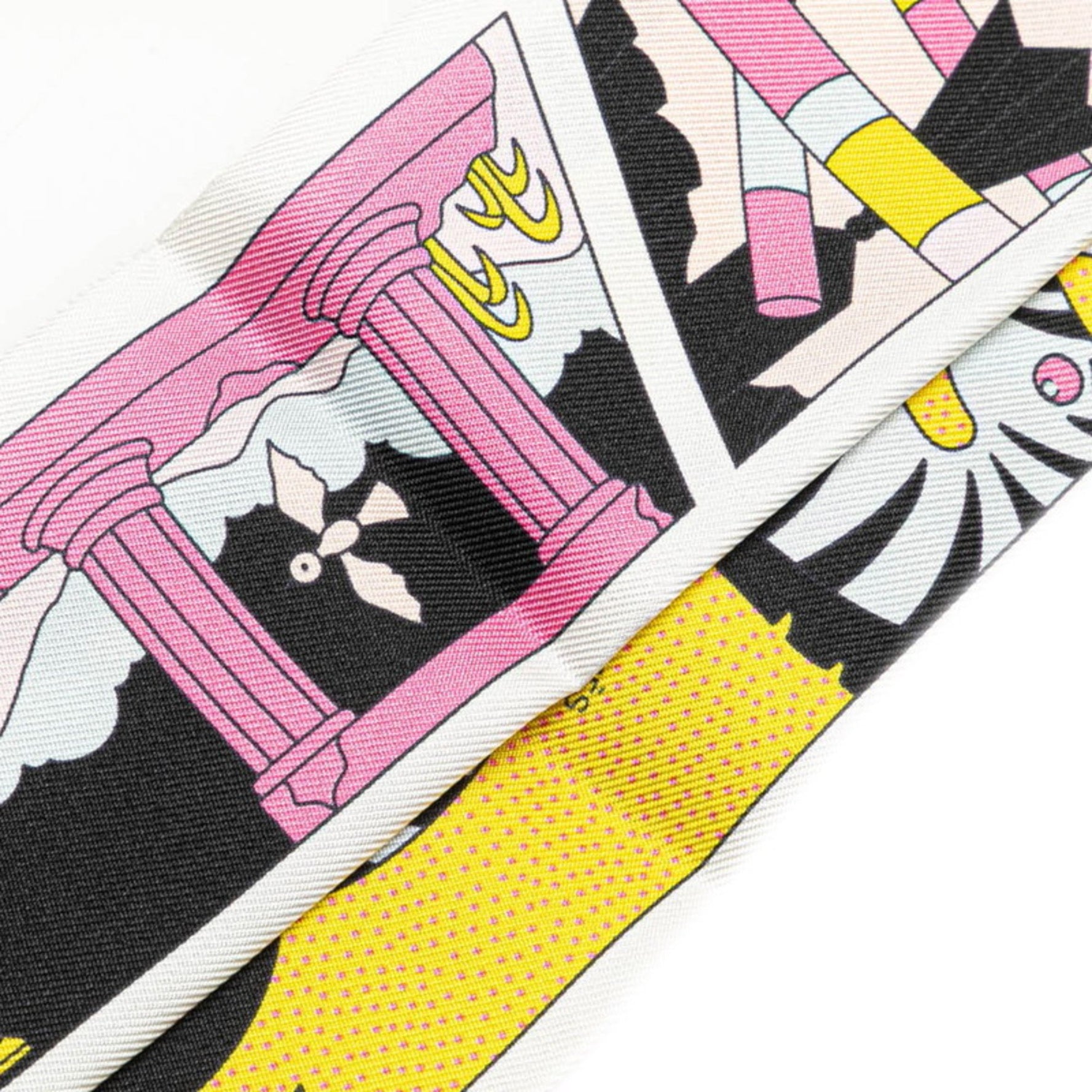 Hermes Twilly FACTORY SUITE Scarf Muffler White Multicolor Silk