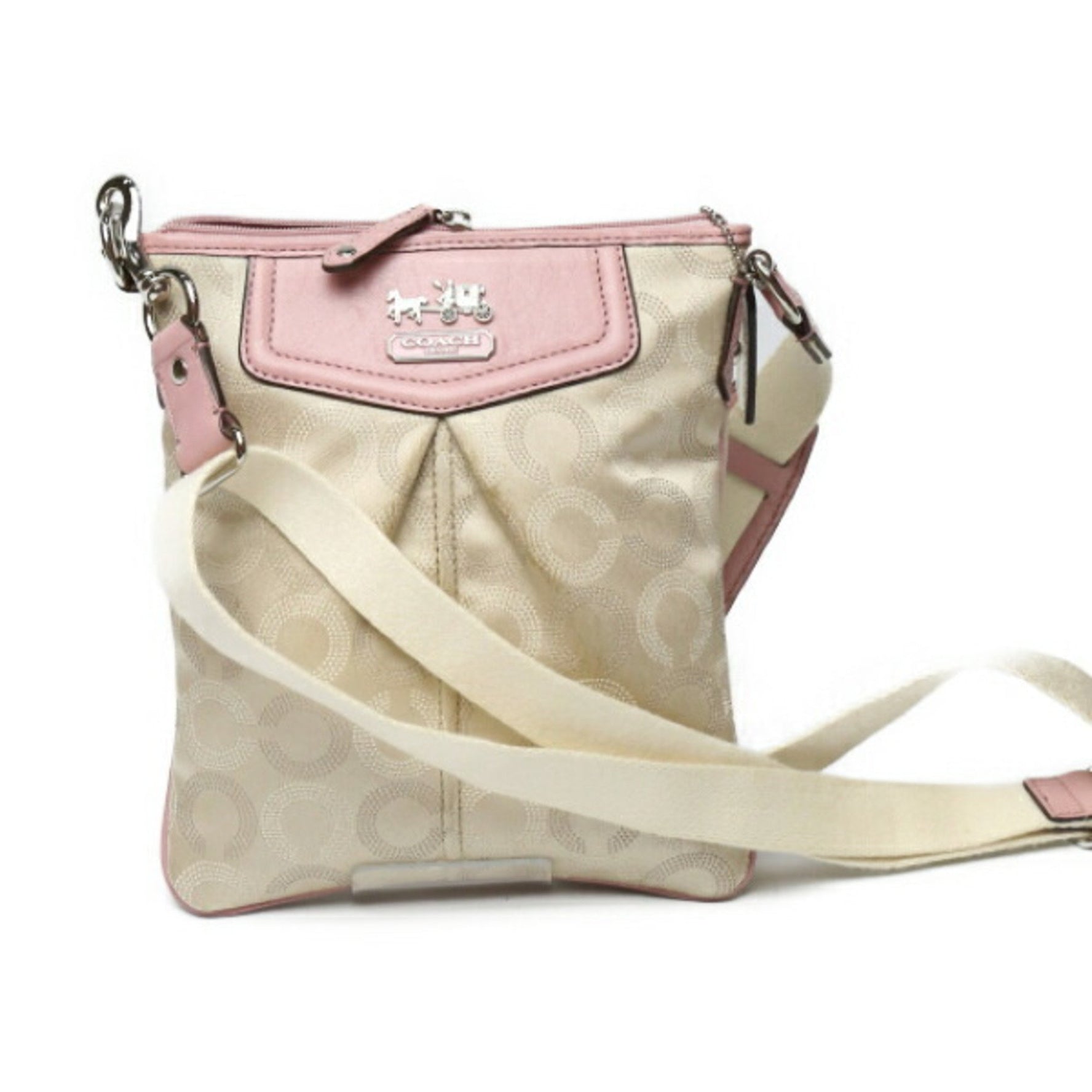 COACH Swing Madison Dot Op Art Crossbody Bag Beige x Pink Shoulder