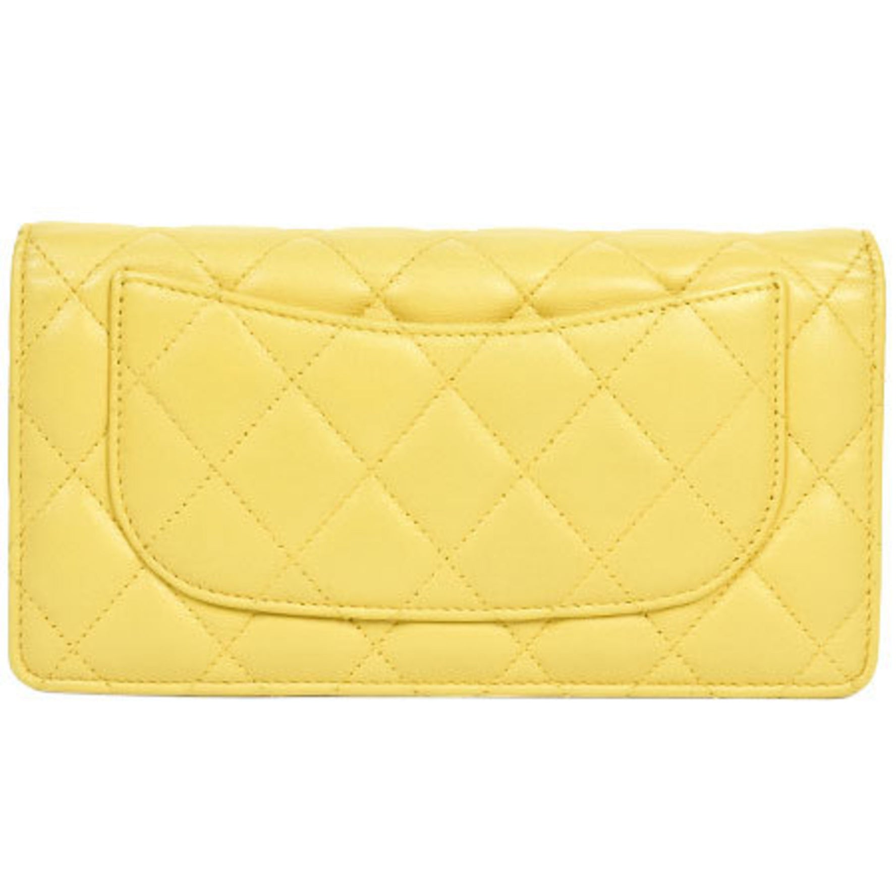 Chanel Timeless Classic Matrasse Long Wallet Yellow Lambskin