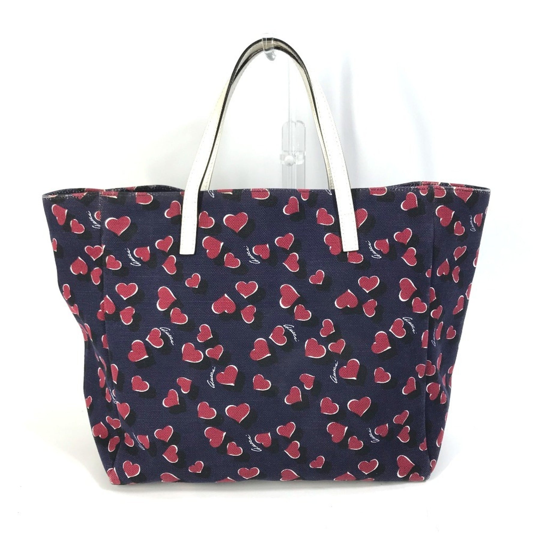 GUCCI Heart Shoulder Bag Tote Canvas/Leather Pink