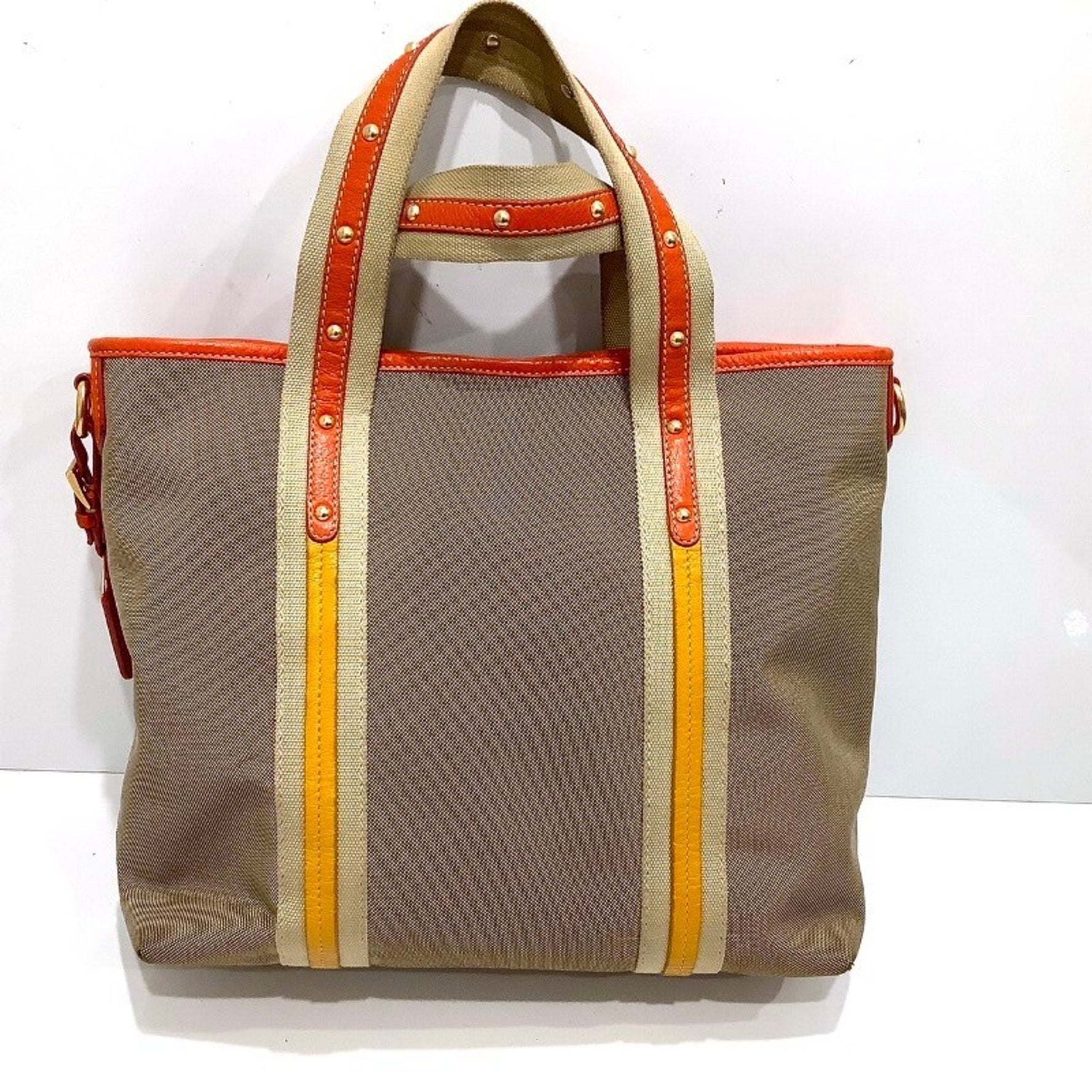 PRADA Jacquard Stud Handbag, Beige, No Warranty