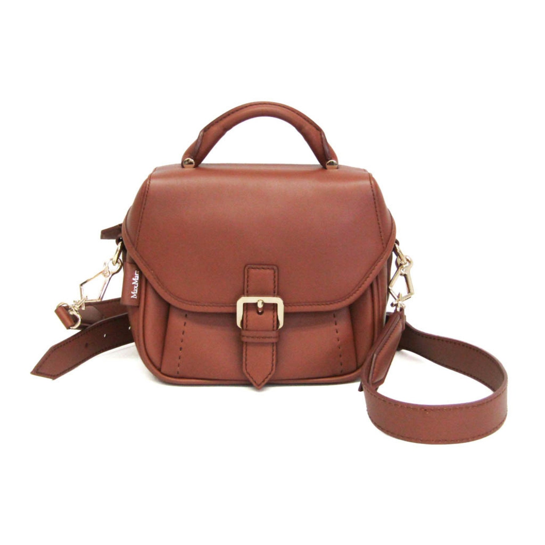 Max Mara Anna Women's Leather Handbag,Shoulder Bag Brown