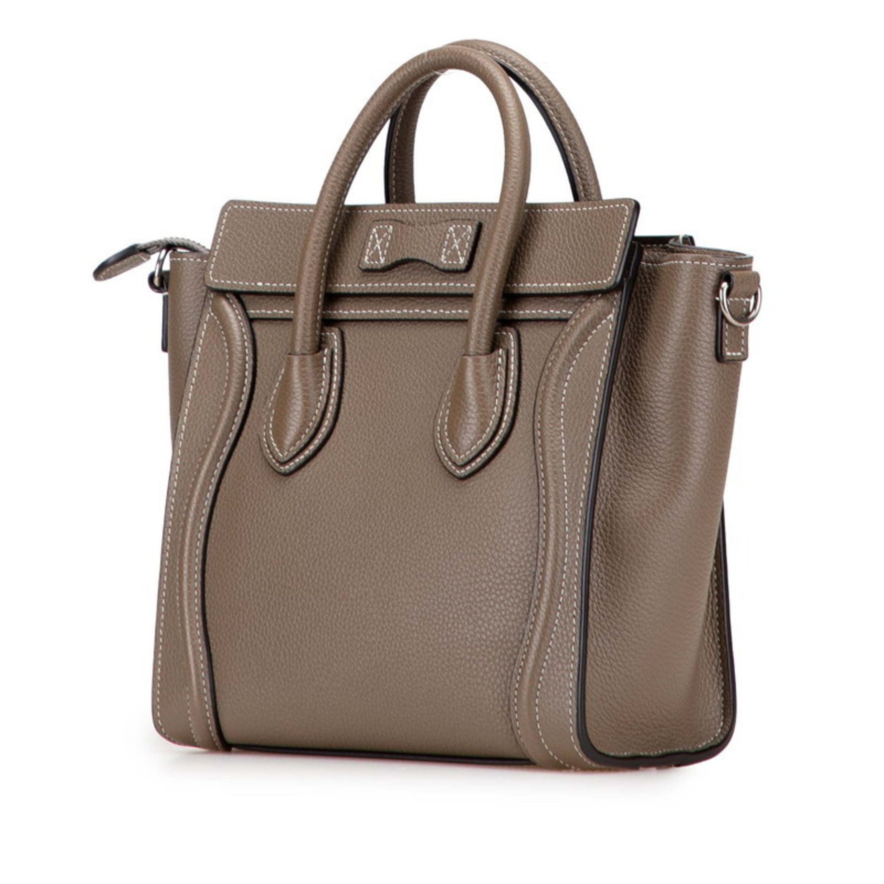 Celine Luggage Nano Shopper Handbag/Shoulder Bag, Greige Leather